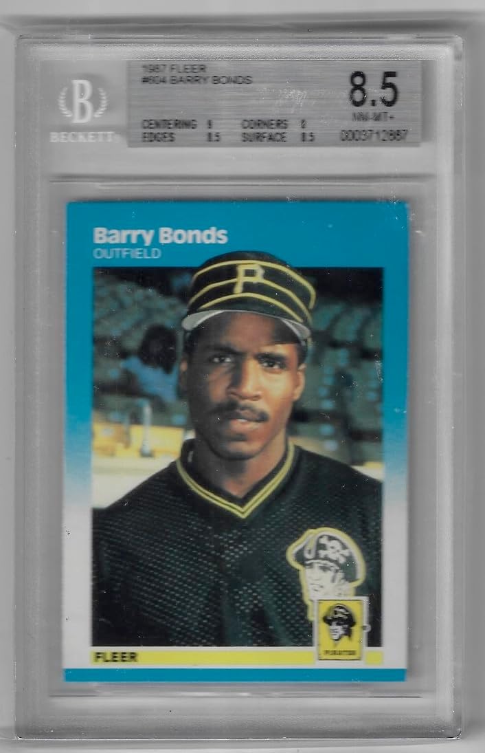 Barry Bonds Beckett Graded 8.5 Near Mint+ Rookie Card Collectible Baseball Card - 1987 Fleer Baseball Card #604 (Pirates)