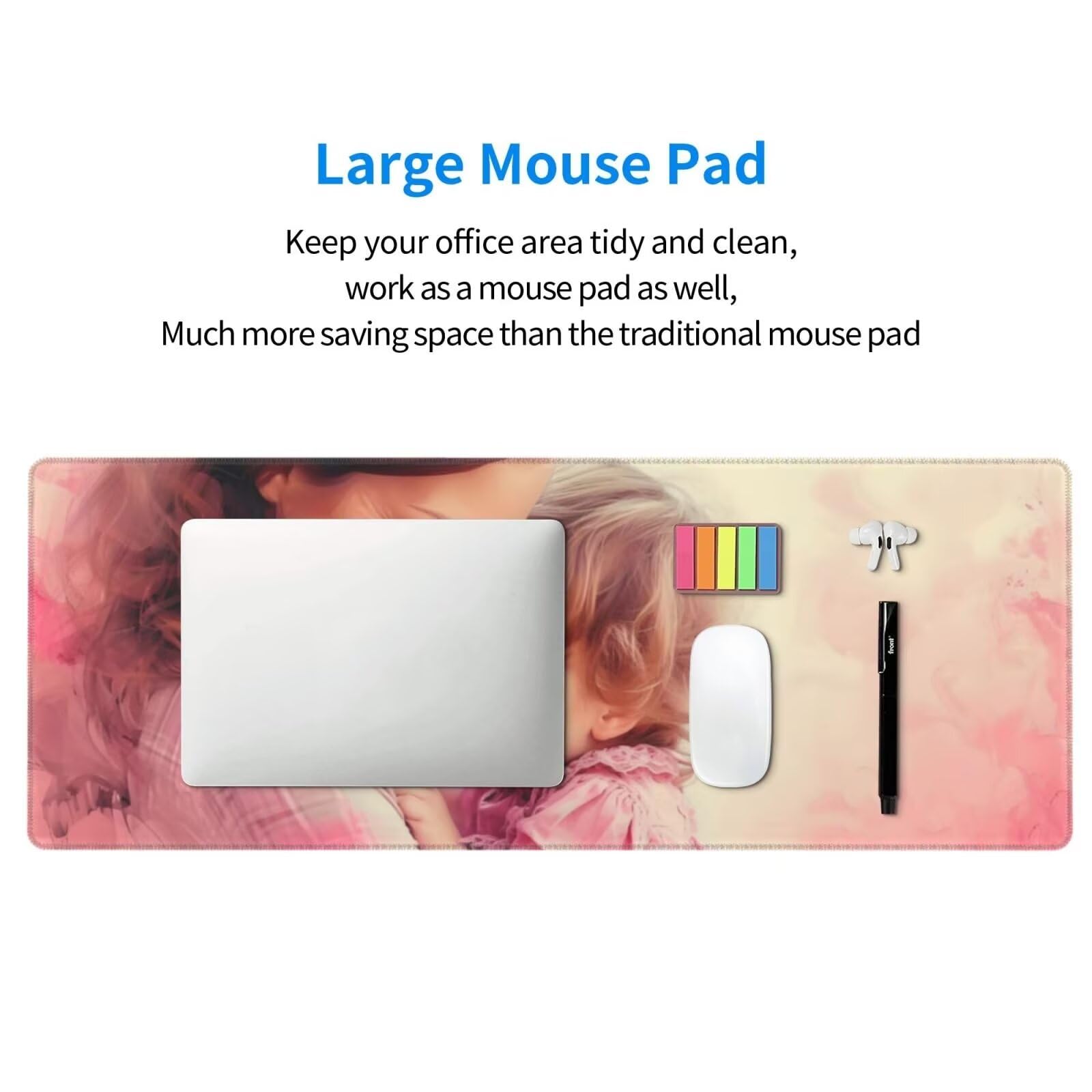Tappetino Mouse, Tappetino Mouse Gaming Grande XXL 1500x800x3mm Tappetino Scrivania Mouse Pad, Base in Gomma Antiscivolo, Bordi Cuciti,Lavabile, Mousepad per Ufficio e Gaming (Madre figlio) R-526