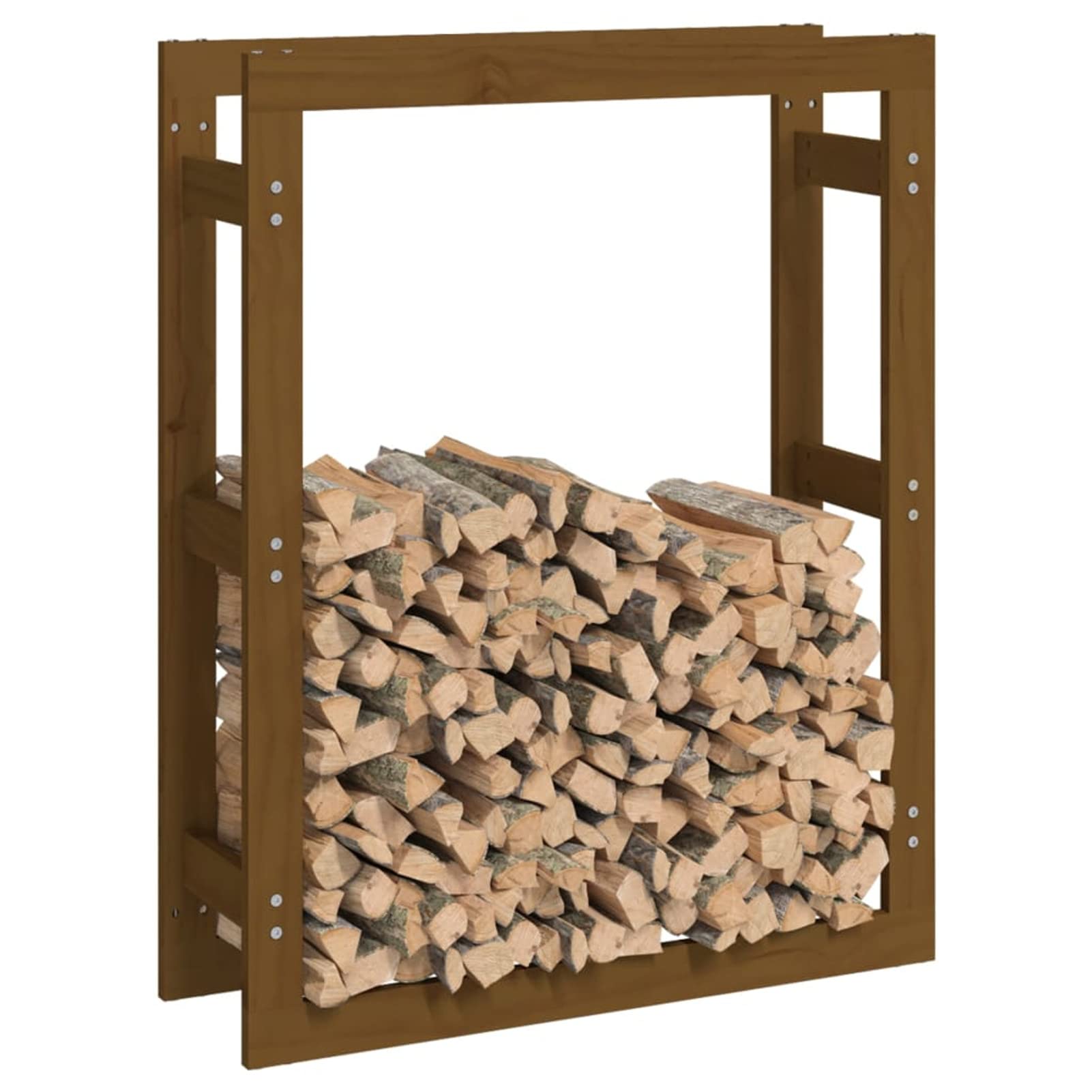 Portalegna Marrone Ambra 80x25x100cm in Legno Massello di Pino-Portalegna da Esterno per Legna da Ardere Robusto Impilatore di Legno Scaffale Porta legnaia da ardere