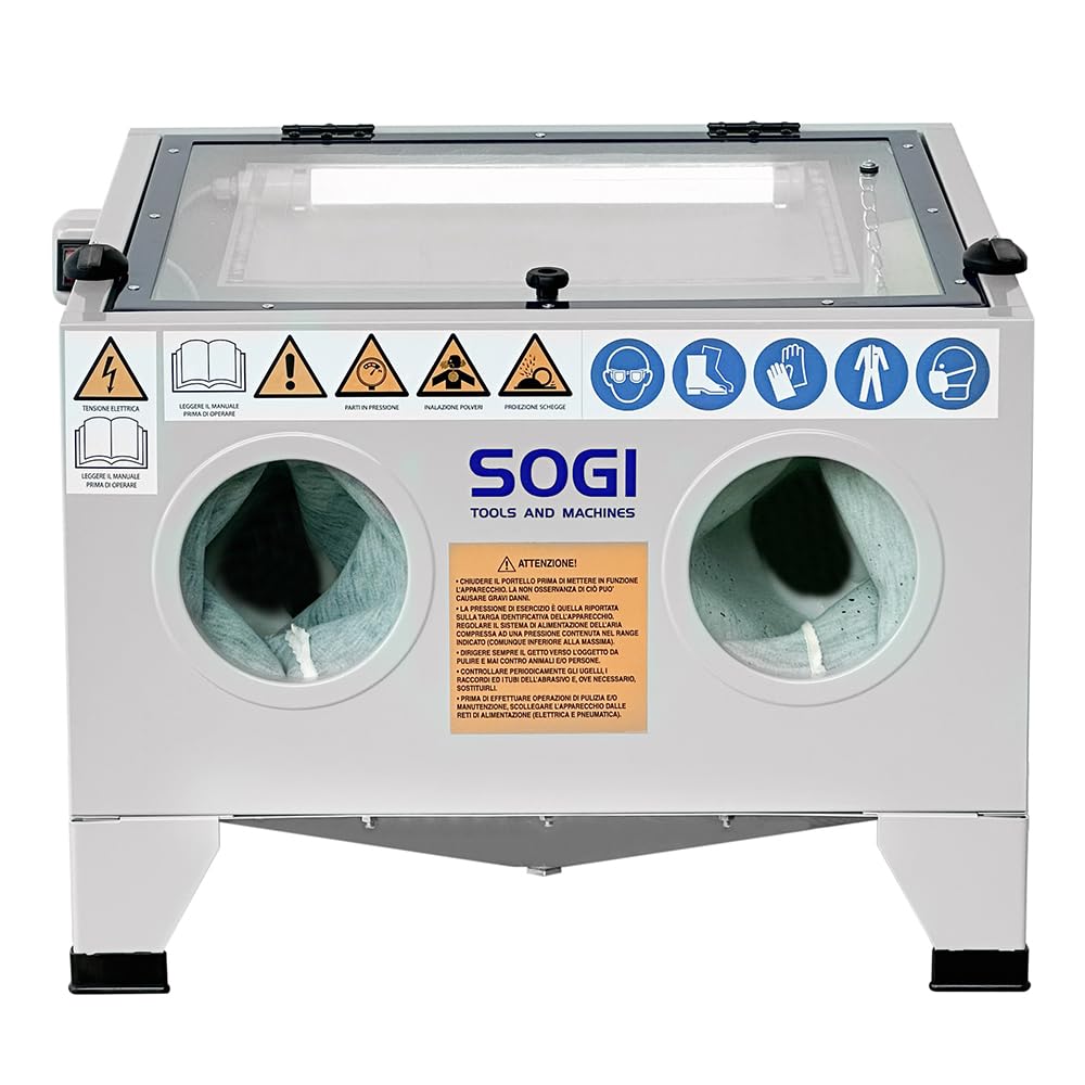 SOGI S-56 Sabbiatrice da banco professionale - 95 L - cabina di sabbiatura 580x480x300 mm - con accessori