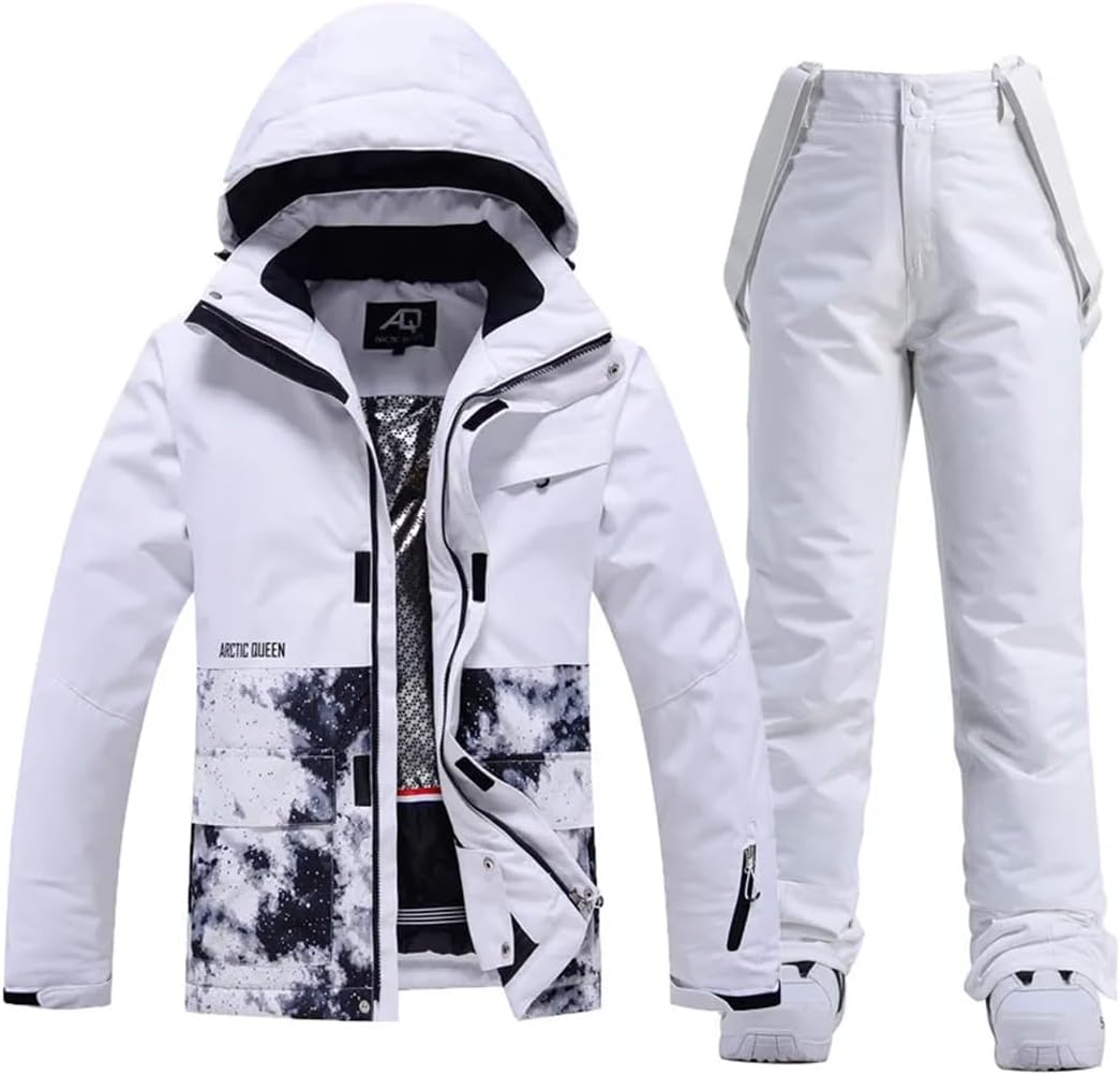 Men Women Winter Outdoor Warm Windproof Waterproof Breathable Ski Jacket+Pants Set Skiing Snowboarding Suit