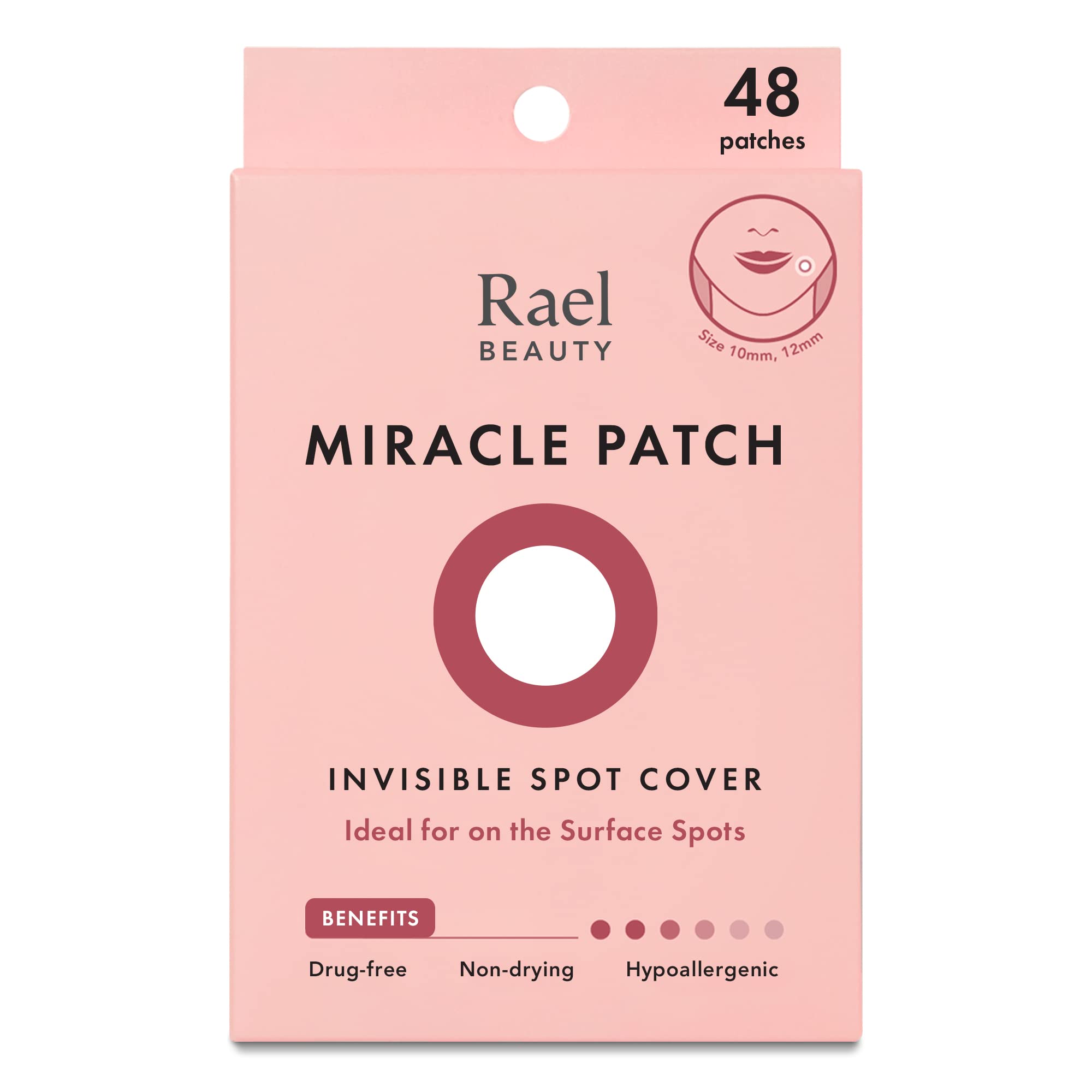 Rael Pimple Patches, Miracle Invisible Spot Cover - Hydrocolloid Acne Pimple Patches for Face, Blemishes and Zits Absorbing Patch, Breakouts Spot Treatment for Skin Care, Facial Stickers, 2 Sizes (48 Count)