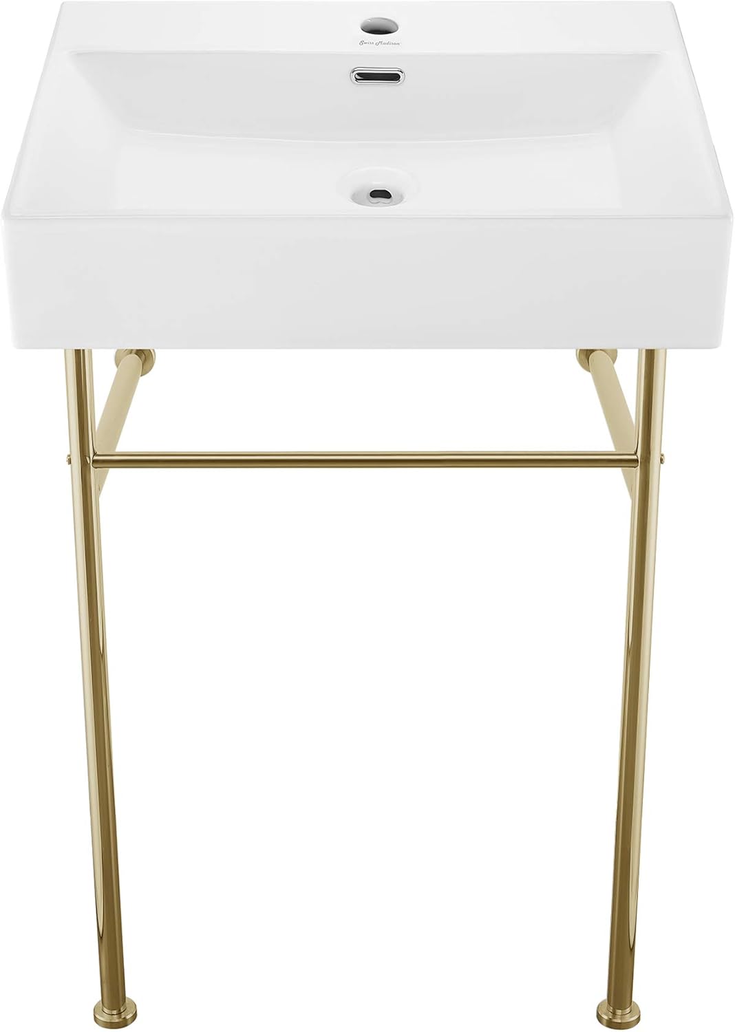 Black Friday - 80% OFF Swiss Madison Well Made Forever SM-CS721, Claire 24 Ceramic Console Sink In Glossy White Basin Super Brands Swiss Madison Well Made Forever SM-CS721, Claire 24 Ceramic Console Sink In Glossy White Basin