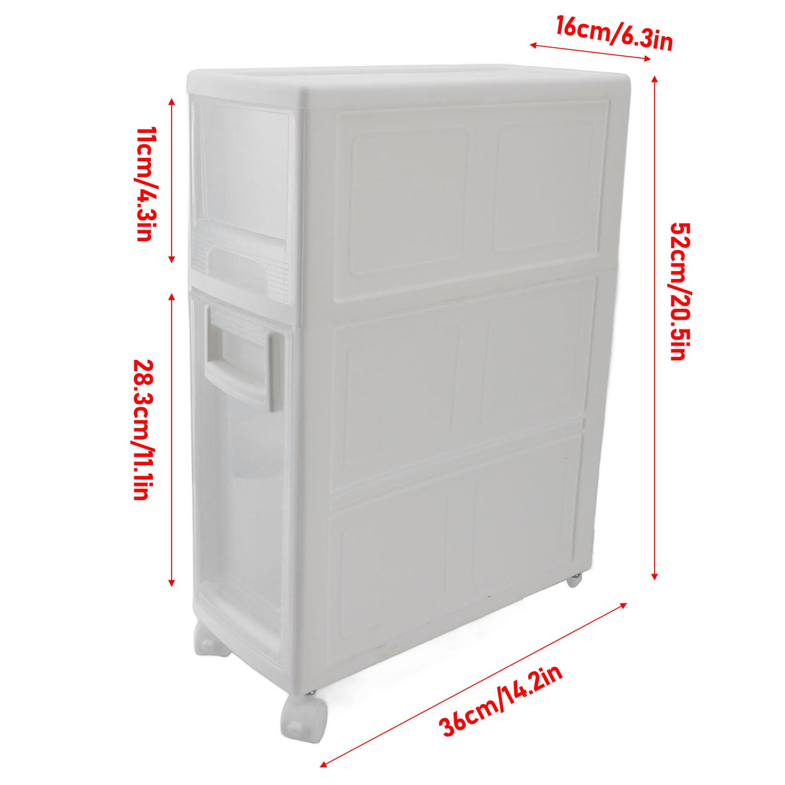 Zerodis Organizadores Organizador Estrecho Delgado de Plástico de Primera Calidad con 2 Cajones y 2 Estantes Gabinete de Toalla Independiente para Baño Cocina Sala de Estar Baño Gabinete de (16cm)