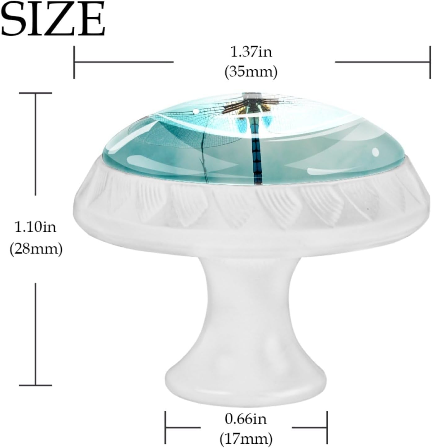 4 Pack Cabinet Knobs, Watercolor Dragonfly White Knobs with Screws Round Furniture Drawer Pulls Handle for Dresser Cupboard Wardrobe Closet Hardware