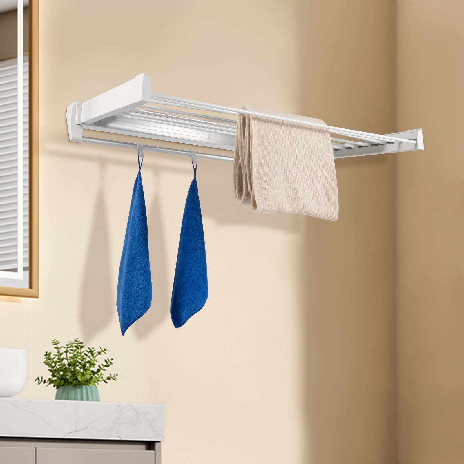 Essiccatore Radiatore Acciaio,Stendibiancheria per Radiatore da Appendere sul Radiatore Finestra Bagno 7 Pali Estensibili in Materiale Alluminio, Adatto per interni ed esterni