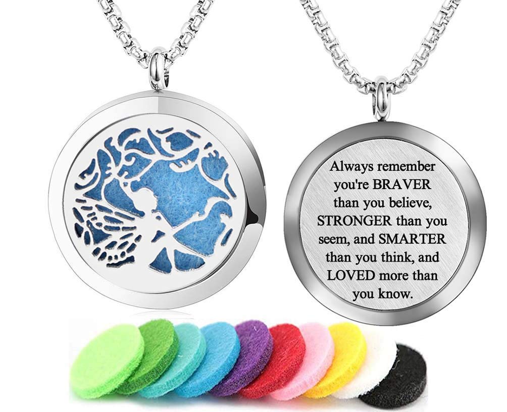 Aromatherapy Essential Oil Diffuser Necklace Stainless Steel Locket Pendant