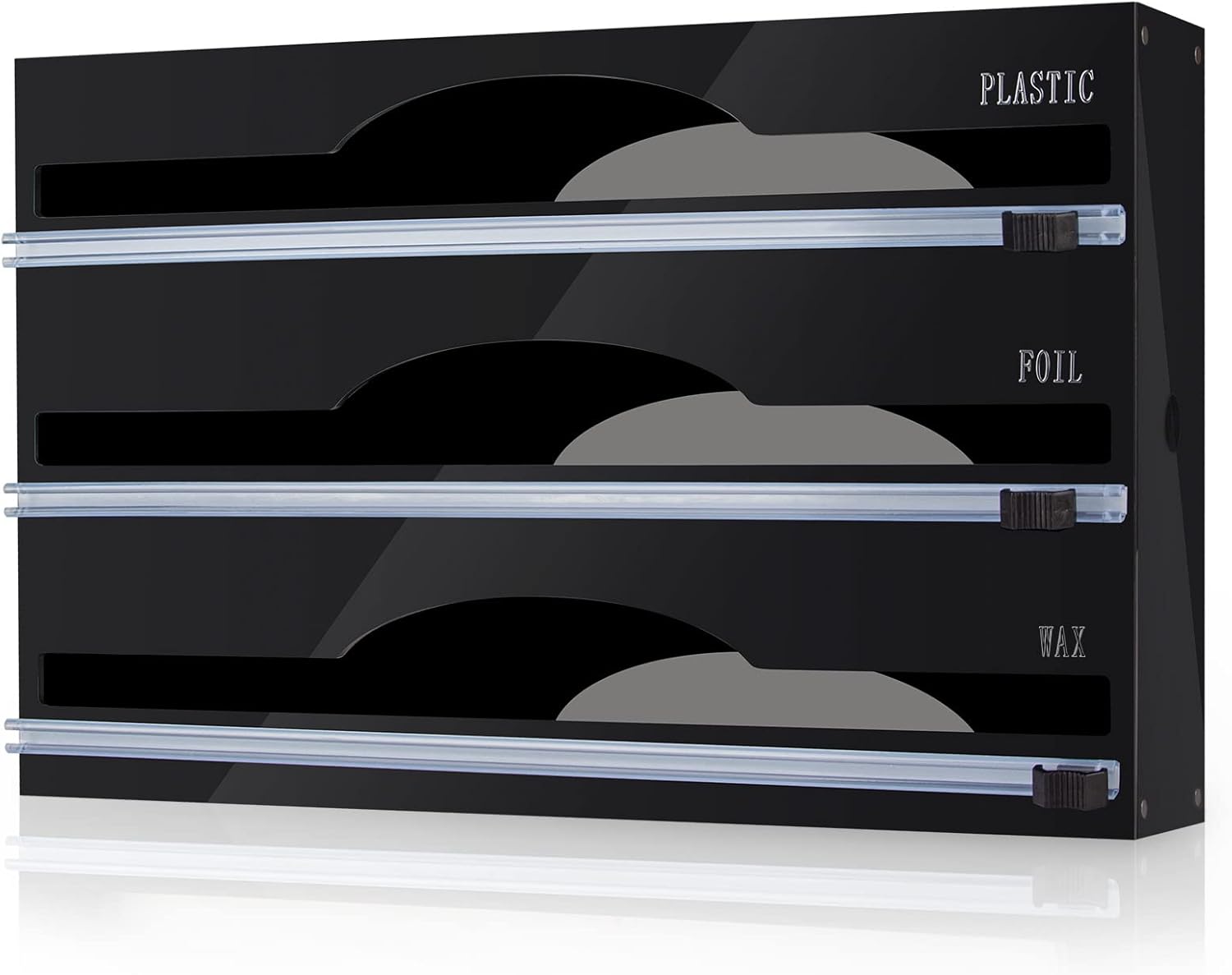 Acrylic Wrap Dispenser, Aluminum Foil Organizer with Cutter and Labels