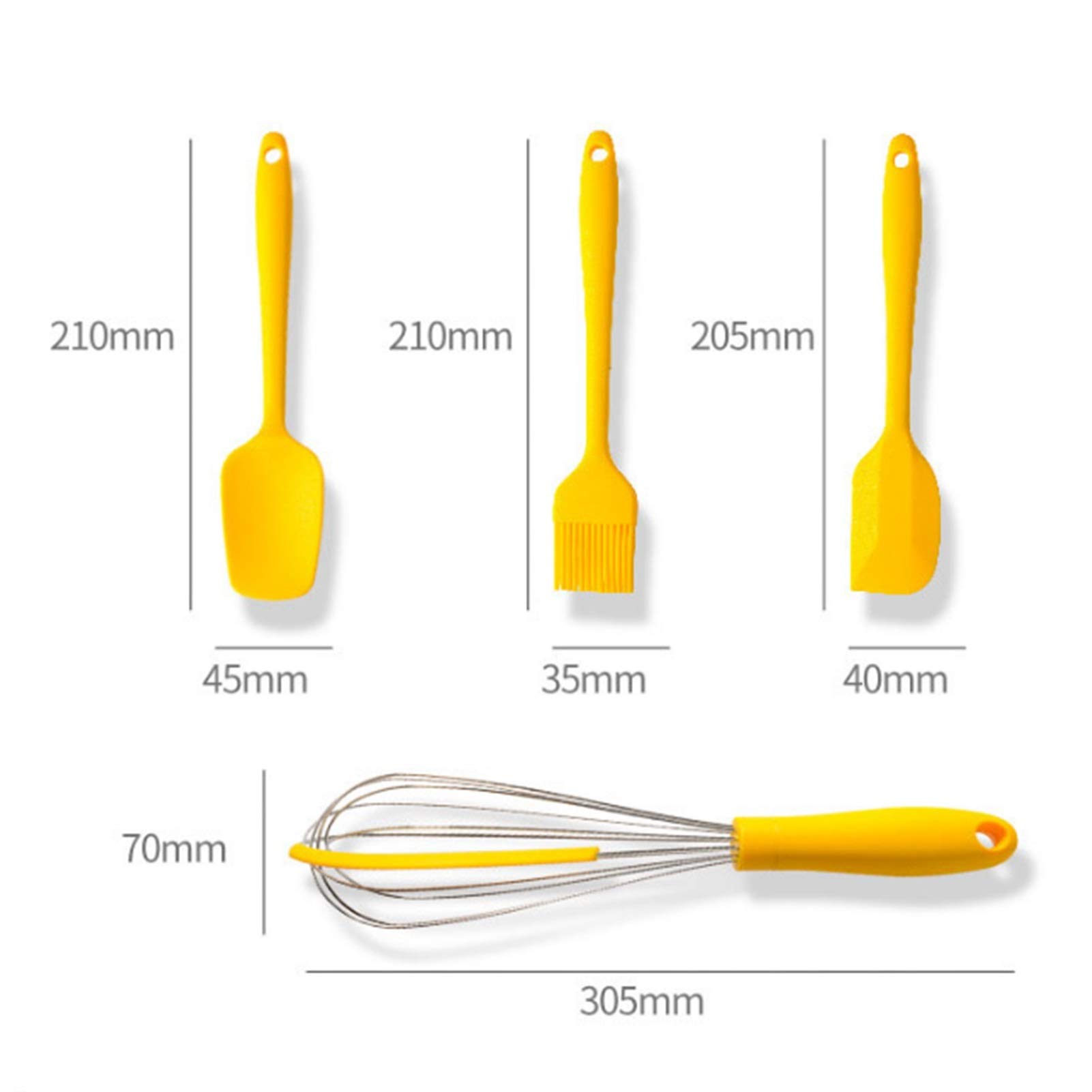 YYDS Koch Utensilien Silikon-Back-Utensil-Set - 9 Stück Küchenkochwerkzeug-Sets mit Halter - Nichtstick-Kochgeschirrset for Arbeitsplatte Geschirrspüler Safe, Gelb Kochzubehör