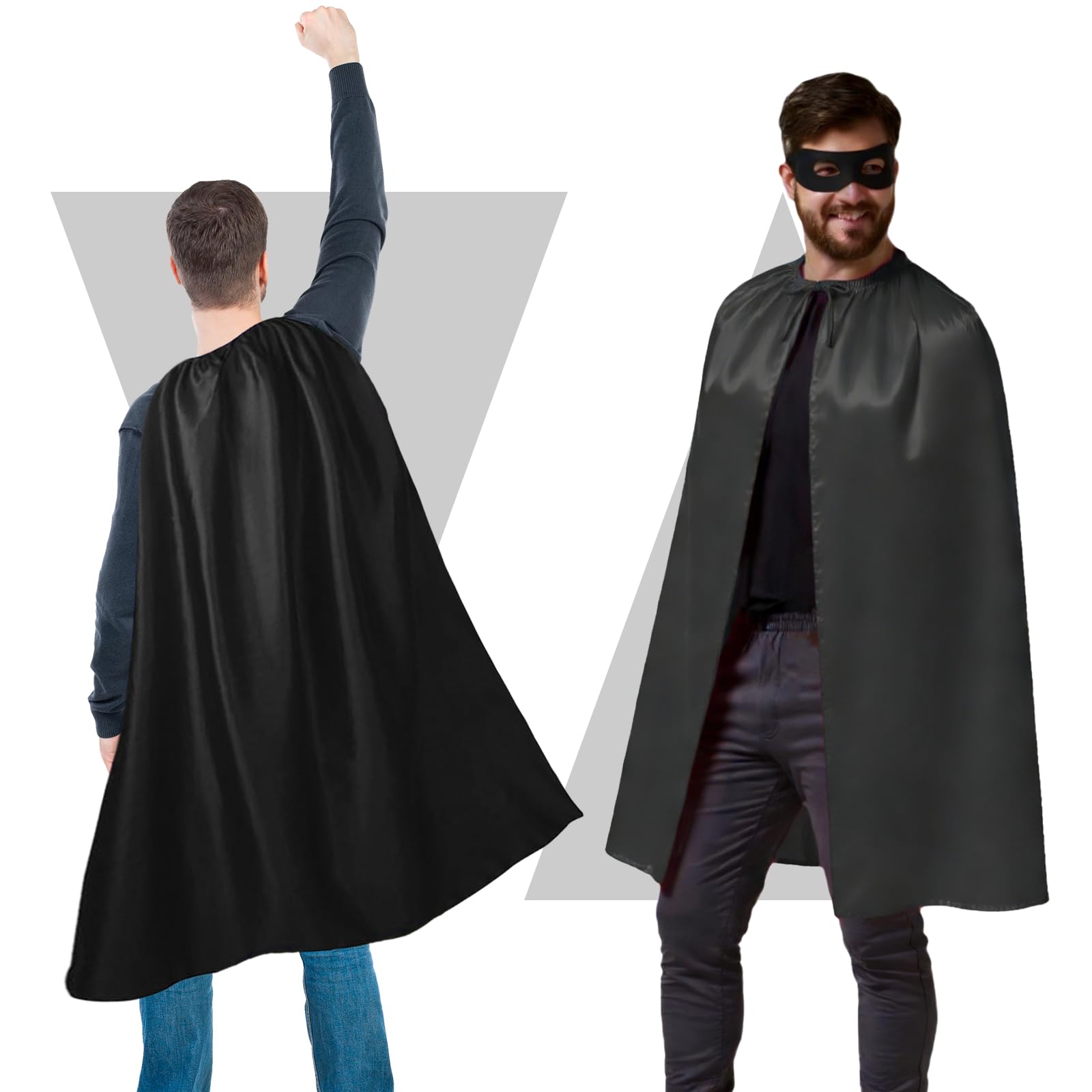 Wildarms Erwachsenen-Superhelden-Mantel und Maske für Männer und Frauen – Vampirmäntel für Halloween, Kostüm für Kostümpartys und Superman-Kostüm (Schwarz, 140CM)