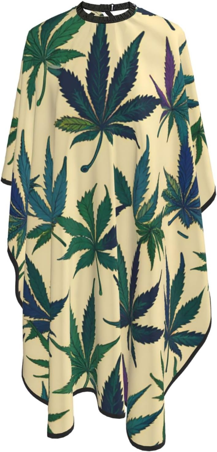 Weed Leaf Barber Hair Cutting Salon Cape 66" x 55" Hairdressing Capes for Haircut Coloring Makeup Styling