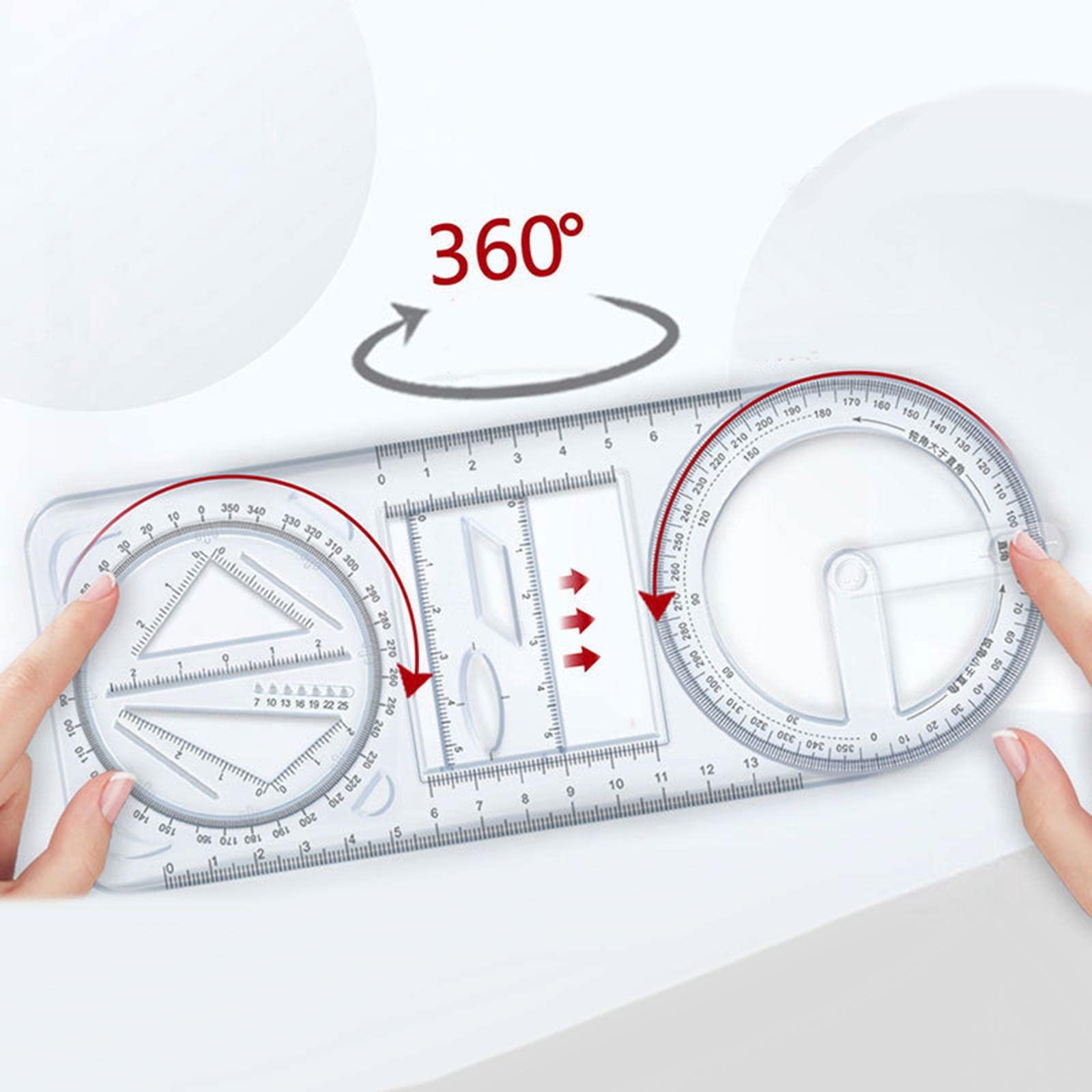 LOOM TREE® Multifunctional Geometric Ruler Mathematics Drawing Template for Woodworking Style A 1