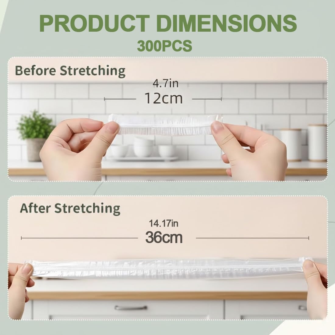 300 Pezzi Cuffie per Alimenti Cucina, Copri Alimenti Elastici in PE Trasparente per Frutta e Avanzi, Antipolvere per Picnic e Lievitazione Pane. - 3