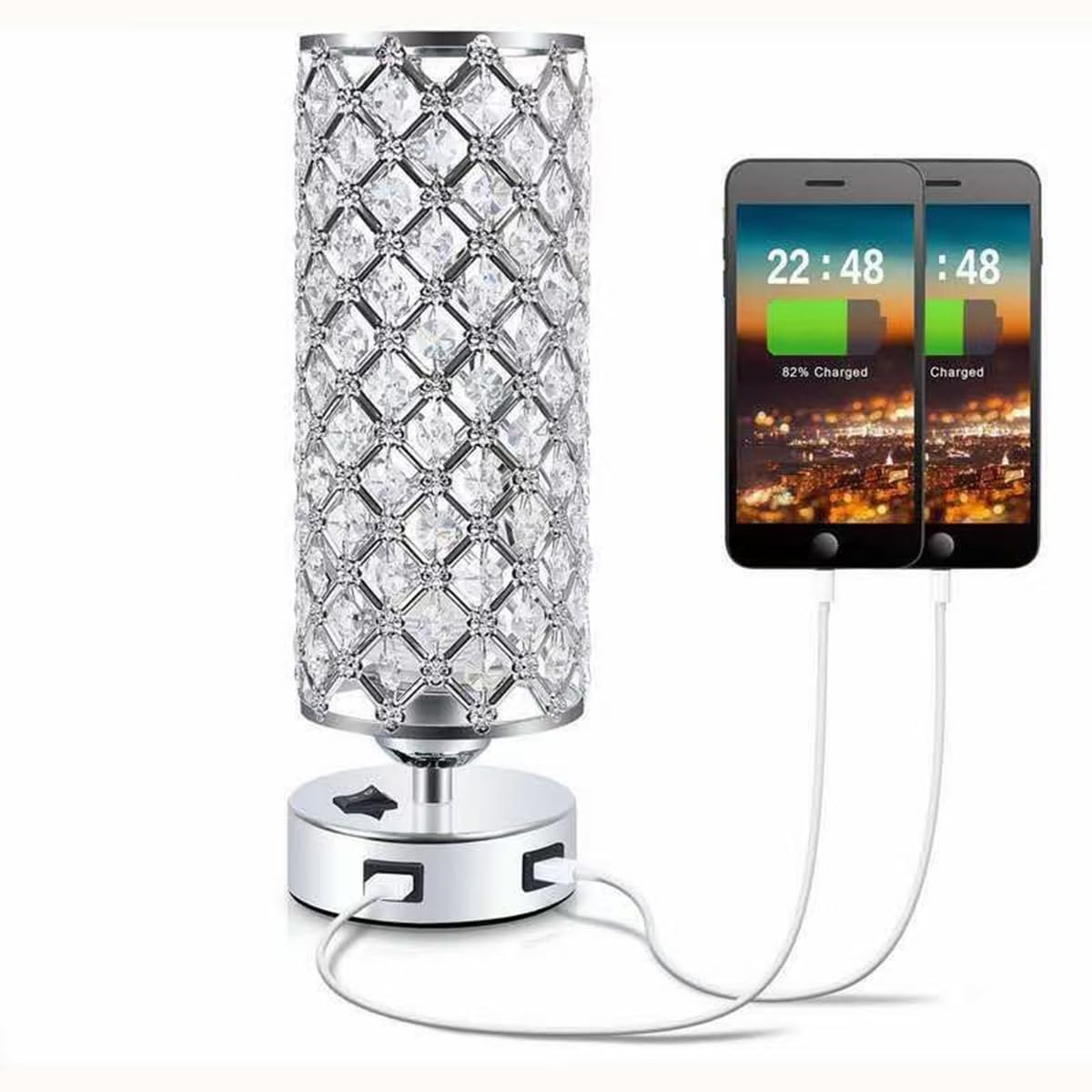 Lampe en cristal LED design avec abat-jour creux élégant et finitions métal