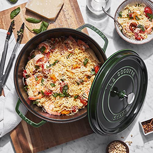 Image of Staub Cast Iron 7-qt Round Cocotte - Basil, Made in France