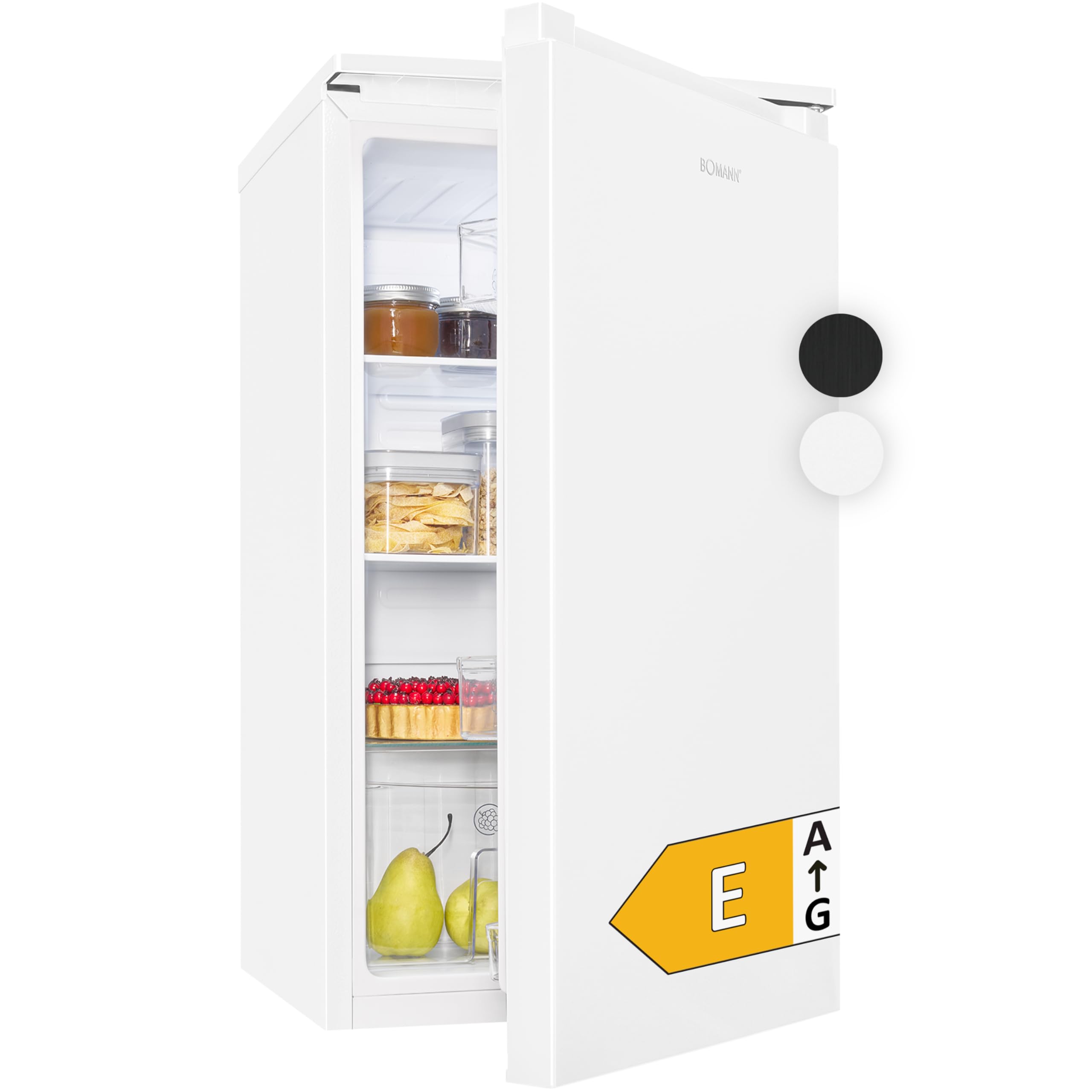 Bomann® Kühlschrank ohne Gefrierfach | 87L | energieeffizient, leise & kompakt | 0°C - 8°C, stufenlos regelbar | 3 Ablagen & Gemüsefach | Türanschlag wechselbar | Standardkühlschrank | VS 7255 weiß