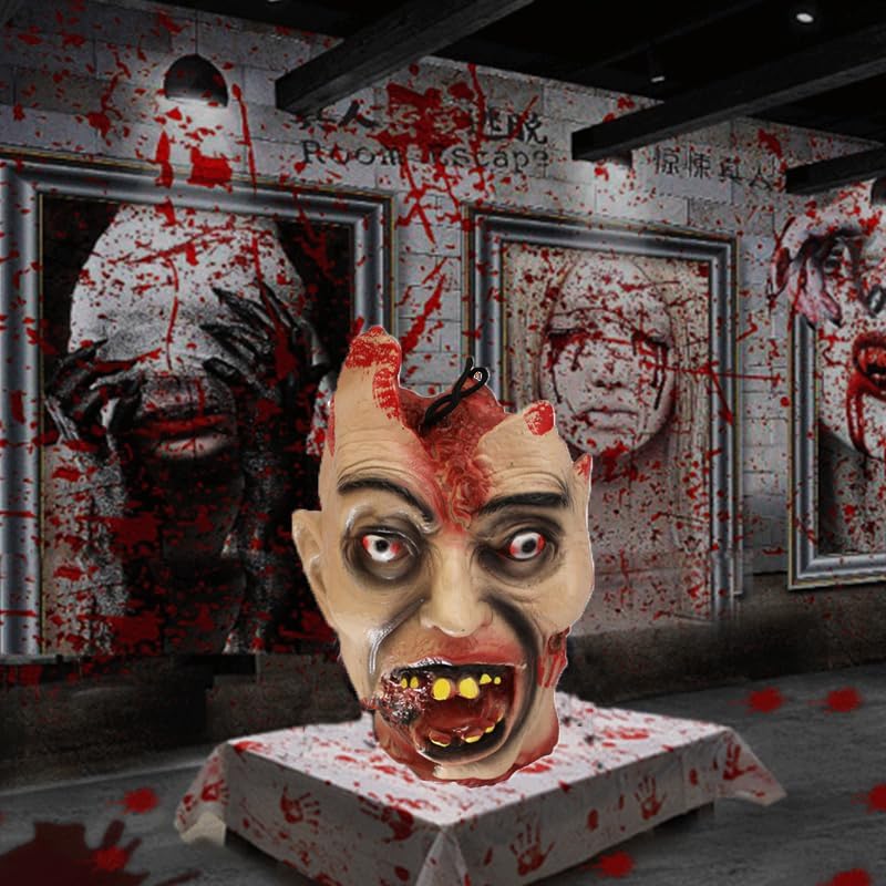 Miniatura 7 de Decoraciones colgantes de cabeza dividida para Halloween, cuerpo sangriento aterrador, cuerpo sangriento, tamaño real, real, accesorios de colgante