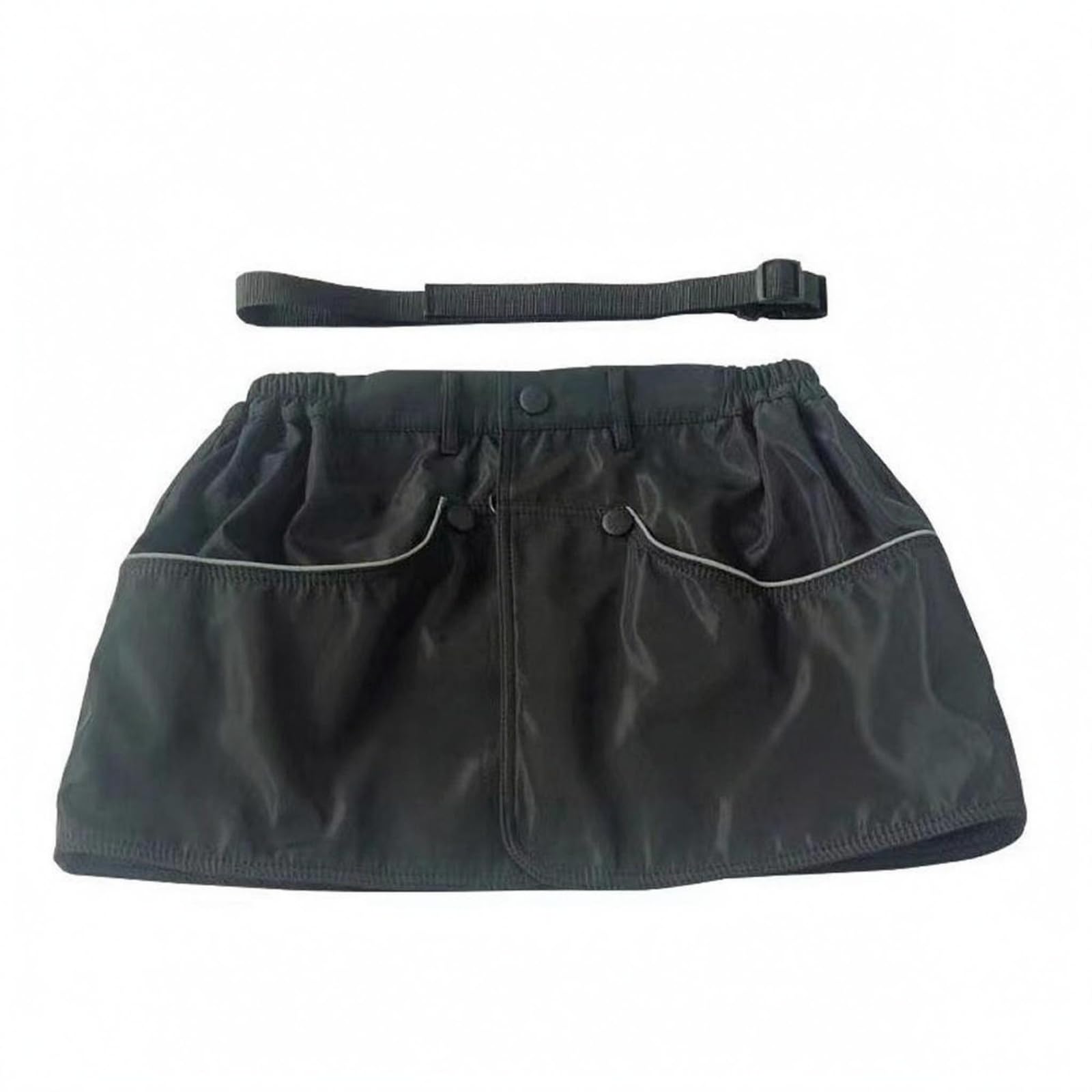 Contrast Piping Apron Waist Pouch Sleek Two Pocket Waist Pouch Adjustable Half Apron with Pockets, XL-image-10