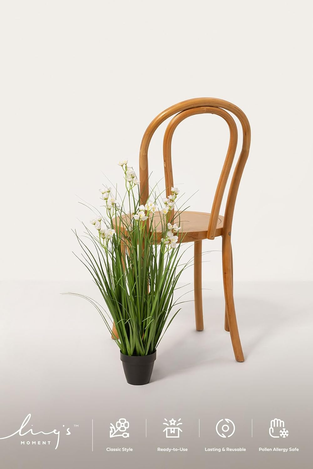 Ling's moment 27.5" Tall Artificial Grass Plants Faux Shrubs Wheat Grass Fake Greenery Stems Onion Grass Hyacinth Spray Flowers UV Resistant for Home Decor Wedding Garden Room Indoor Outdoor Office