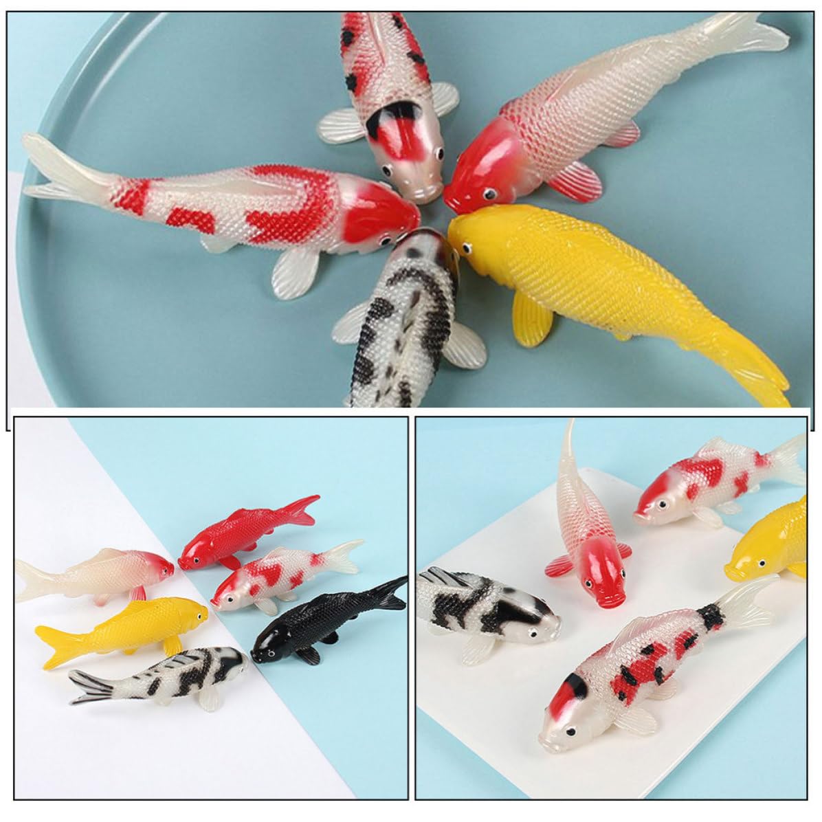 Cabilock 30 Stück Kleiner Koi Fischfigur aus PVC für Aquarien und