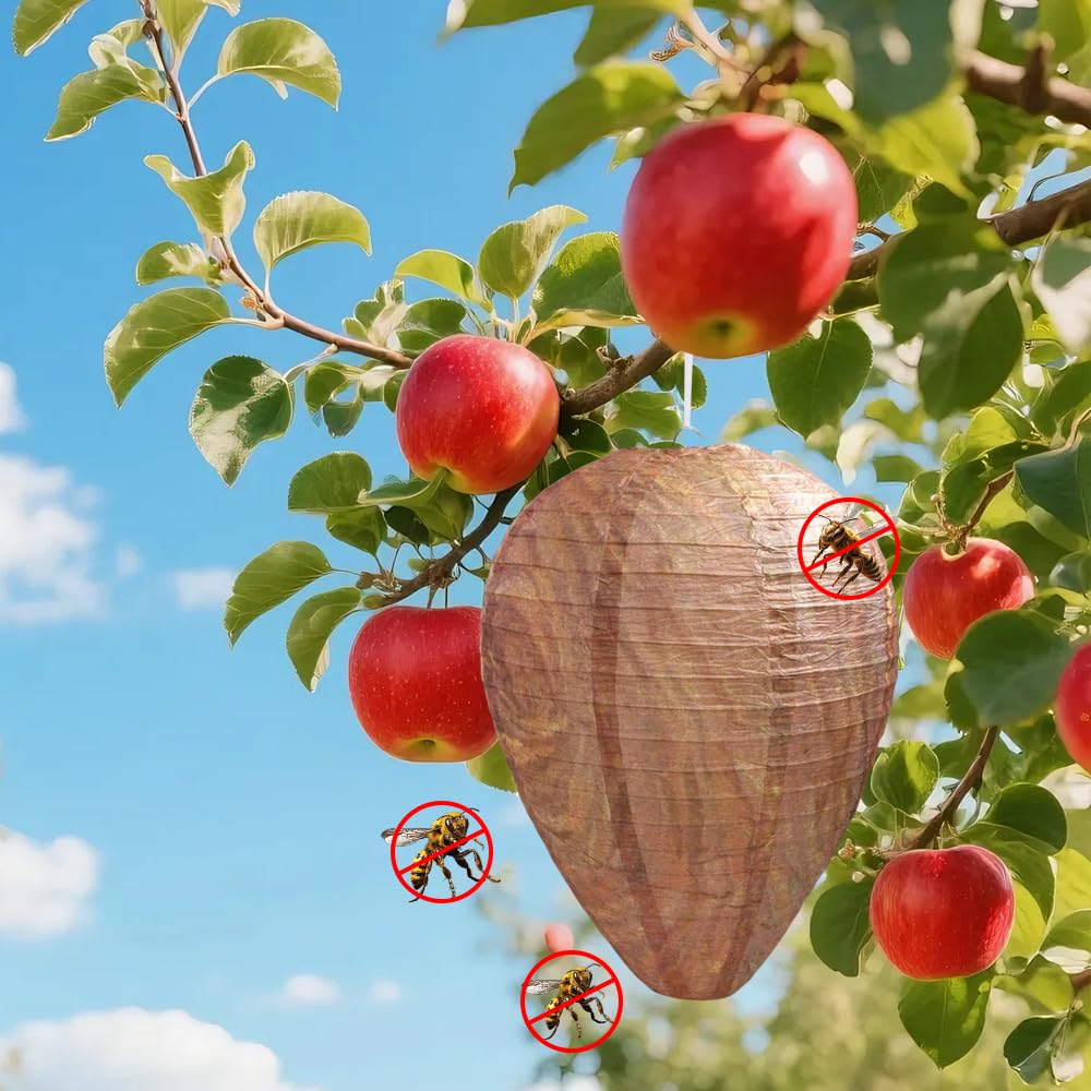 Mineup 8 Piezas Nido de Avispas, Nido de Avispa Artificial, Nido de Avispas Colgante, Nido de Avispas de Suspensión, Natural Ecológico para hogares y Jardines al Aire Libre