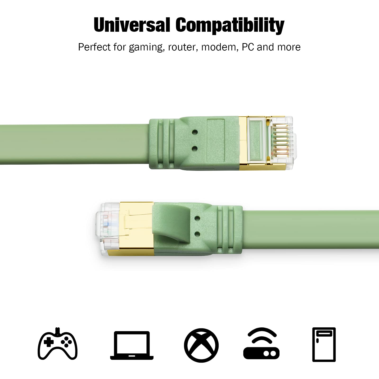 Yauhody Cat 8 Cavo Ethernet 3 Metri, Cavo di Rete Piatto 40Gbps 2000MHz SFTP Cavo Lan Schermato Cavo Internet Alta Velocità Cavo Rete RJ45 per Modem, Switch, Router, TV, PC, PS5, POE (Morandi)