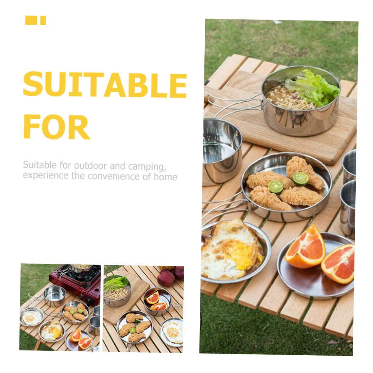 SOIMISS 1Juego Kit de Utensilios de Cocina Inoxidable para Acampar Equipamiento y Portátil para Actividades para Senderismo y Picnic