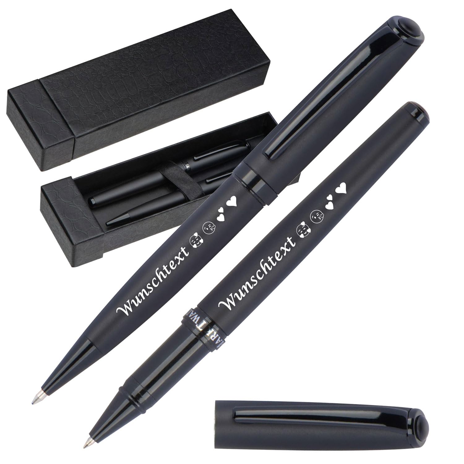 M a r k Twain Schreibset mit Gravur | Drehkugelschreiber & Rollerball | elegante Geschenkbox | hochwertiges Metall | Gravierter Kugelschreiber mit Name