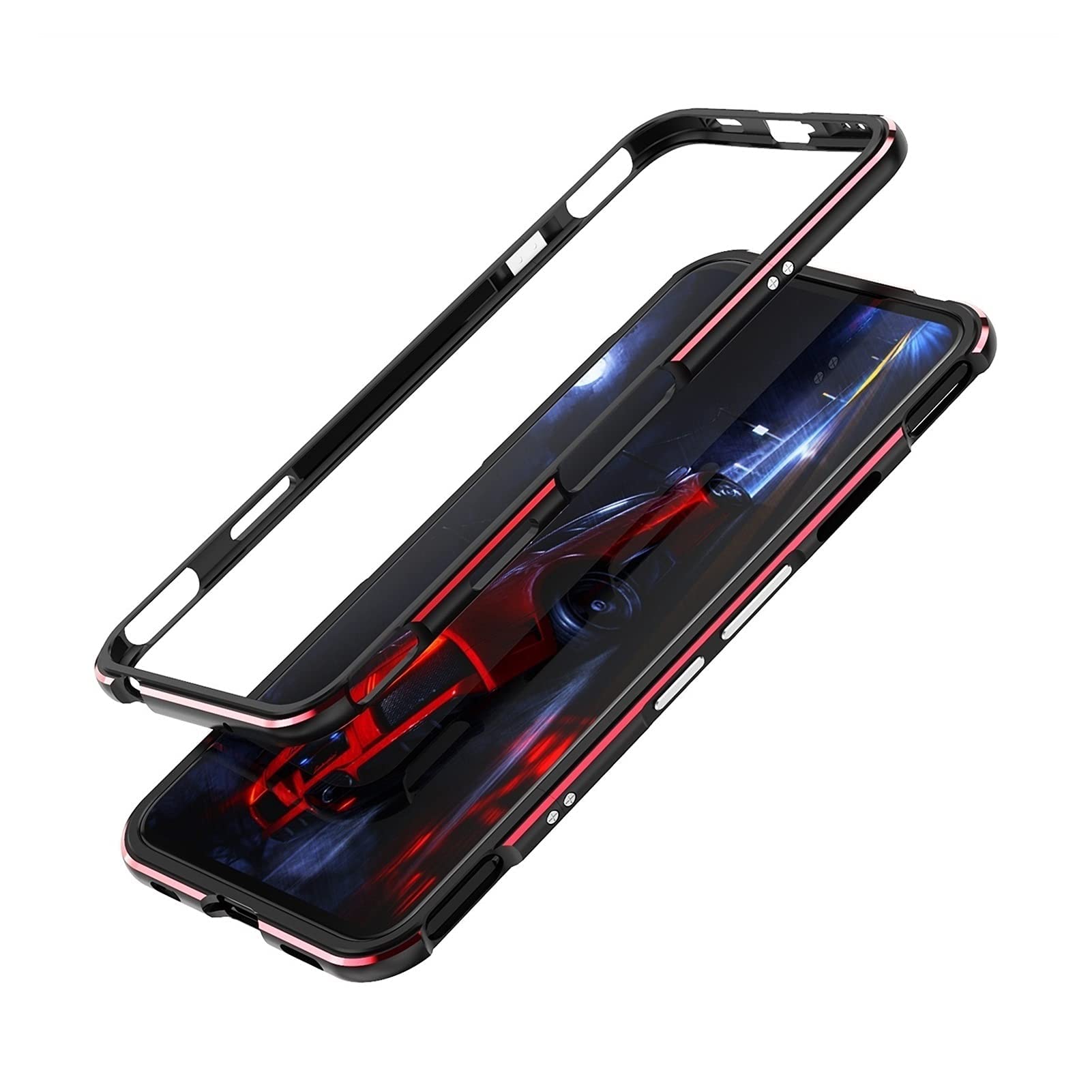 Aluminum Metallic Bumper Frame Case Compatible with Z-T-E N-ub-ia Red Magic 6 / Red Magic 6 Pro, Dual Color Luxury Aluminum Alloy Shockproof Cover Case for Magic 6 / Red Magic 6 Pro (Black Red)