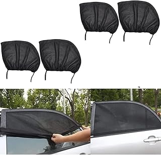 مظلة شمسية شبكية لنافذة السيارة، مقاس عالمي لتوفير الخصوصية وحماية من الأشعة فوق البنفسجية، 4 قطع، أسود