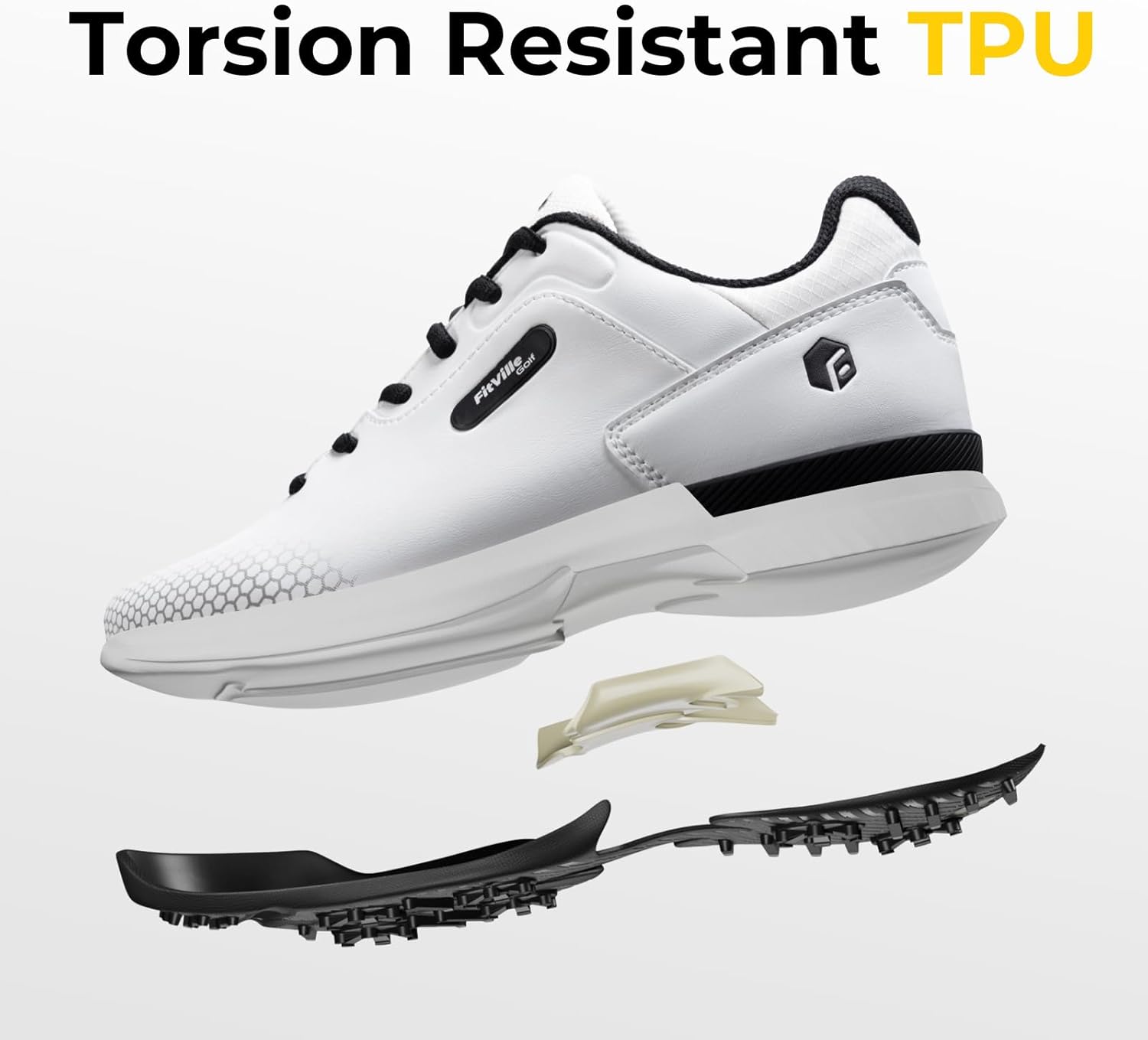 FitVille Wide & Extra Wide Mens Golf Shoes Professional Outdoor Waterproof Spiked Golf Shoes for Men - Image 3