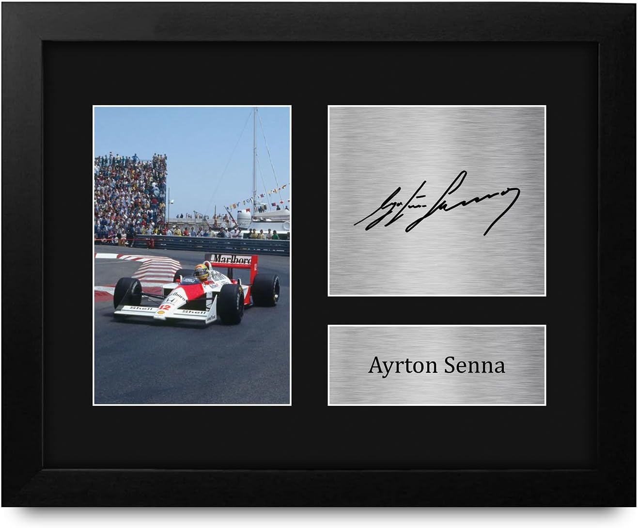 HWC Trading Ayrton Senna Formula 1 Framed Gifts Printed Signed Autograph Picture for F1 Formula 1 Racing Fans - US Letter Size