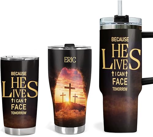 Jesuspirit Vasos personalizados para hombres, botella de agua de acero inoxidable de 20 onzas y 30 onzas para café y té, regalos religiosos de fe