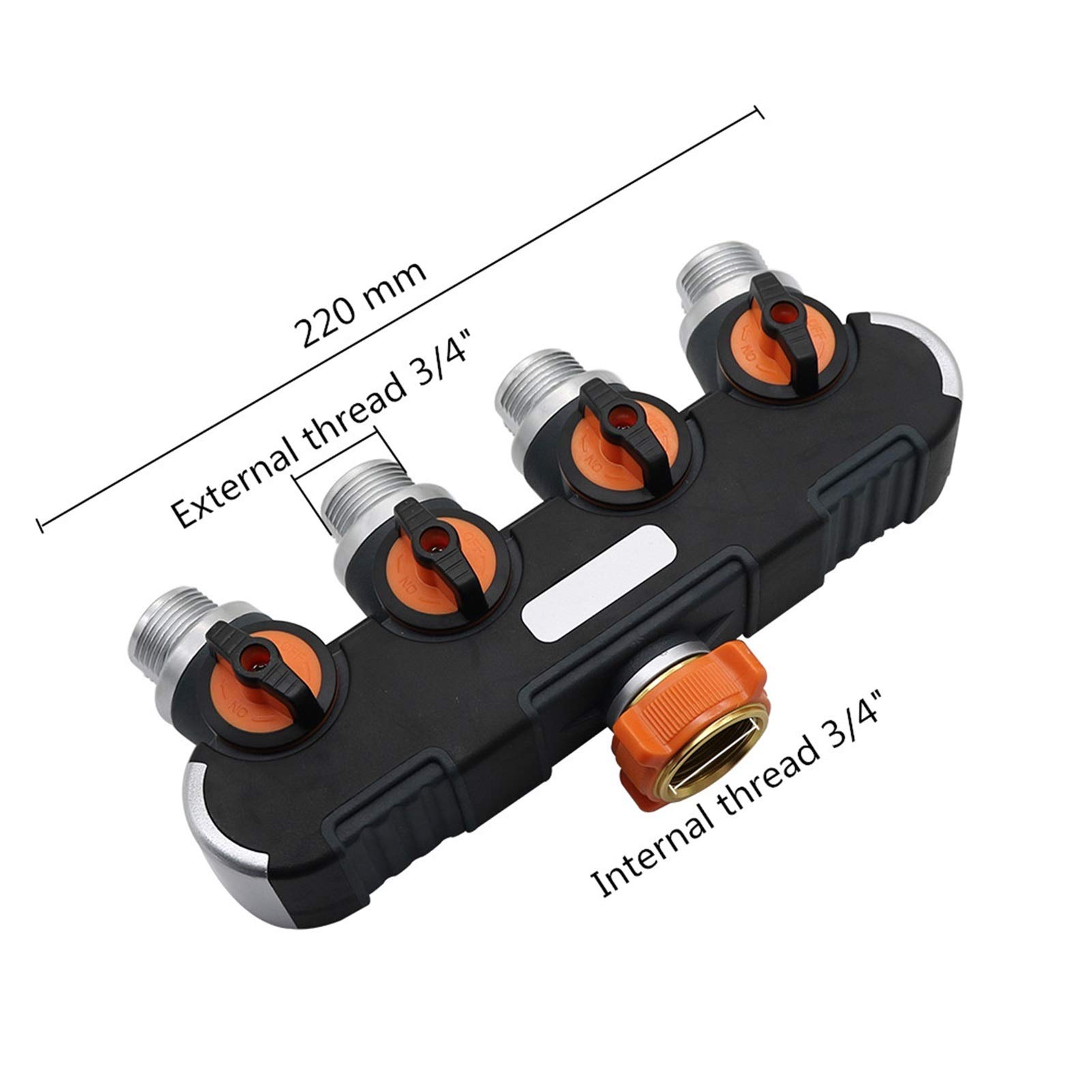 Utility Hose Butt Hose Connector Adapter 1 Piece of 3/4 inch Threaded 4-Way Water Pipe Diverter with Valve Garden Agricultural Irrigation Water Pipe Diverter Faucet Accessories/Black