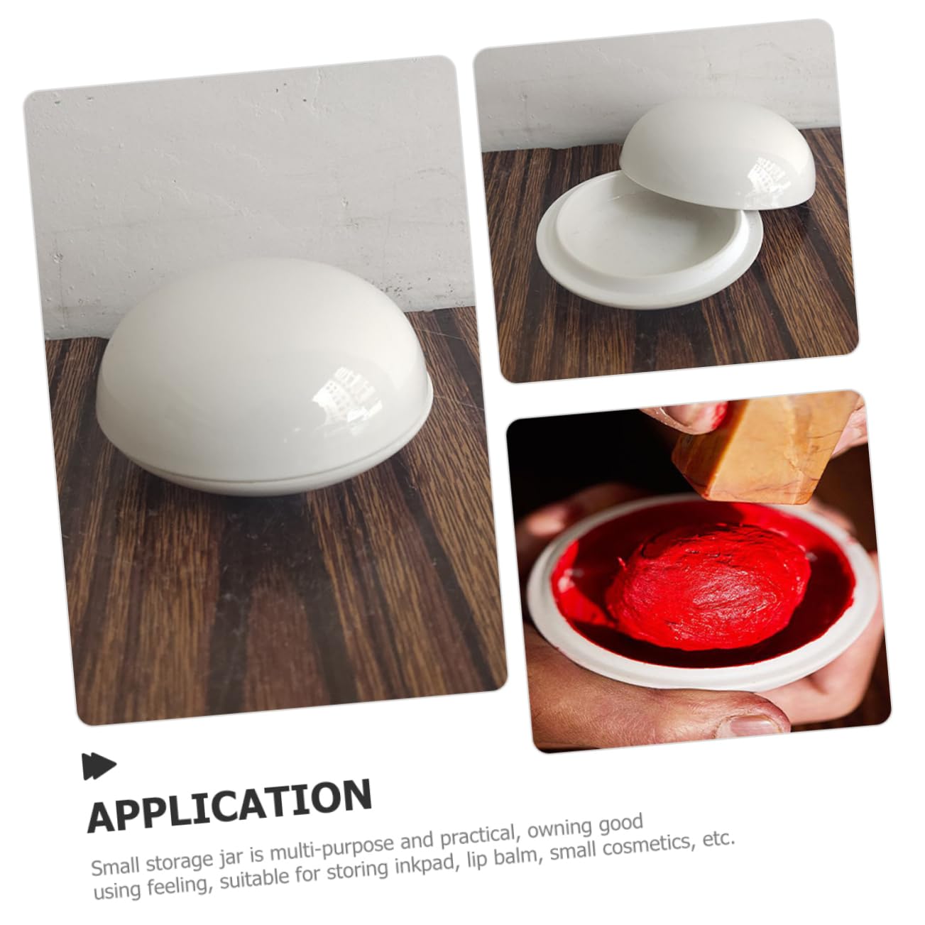 NUOBESTY 5 Pz Tampone di Inchiostro Sigillo Calligrafico Sigillo Rosso Intaglio Tesori Scatola in Ceramica con Olio di Ricino Vasetti Cosmetici Orma di Zampa Bianca
