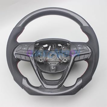 OLIKE Replacement Real Carbon Fiber Steering Wheel With Leather Compatible With Jeep Cherokee 2014-2023