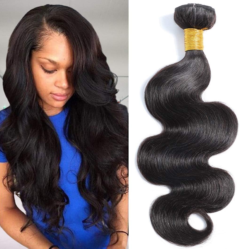 8A Brazilian Body Wave 1 Bundle Virgin Body Wave Human Hair 100% Unprocessed Virgin Human Hair Bundles Natural Black (16")