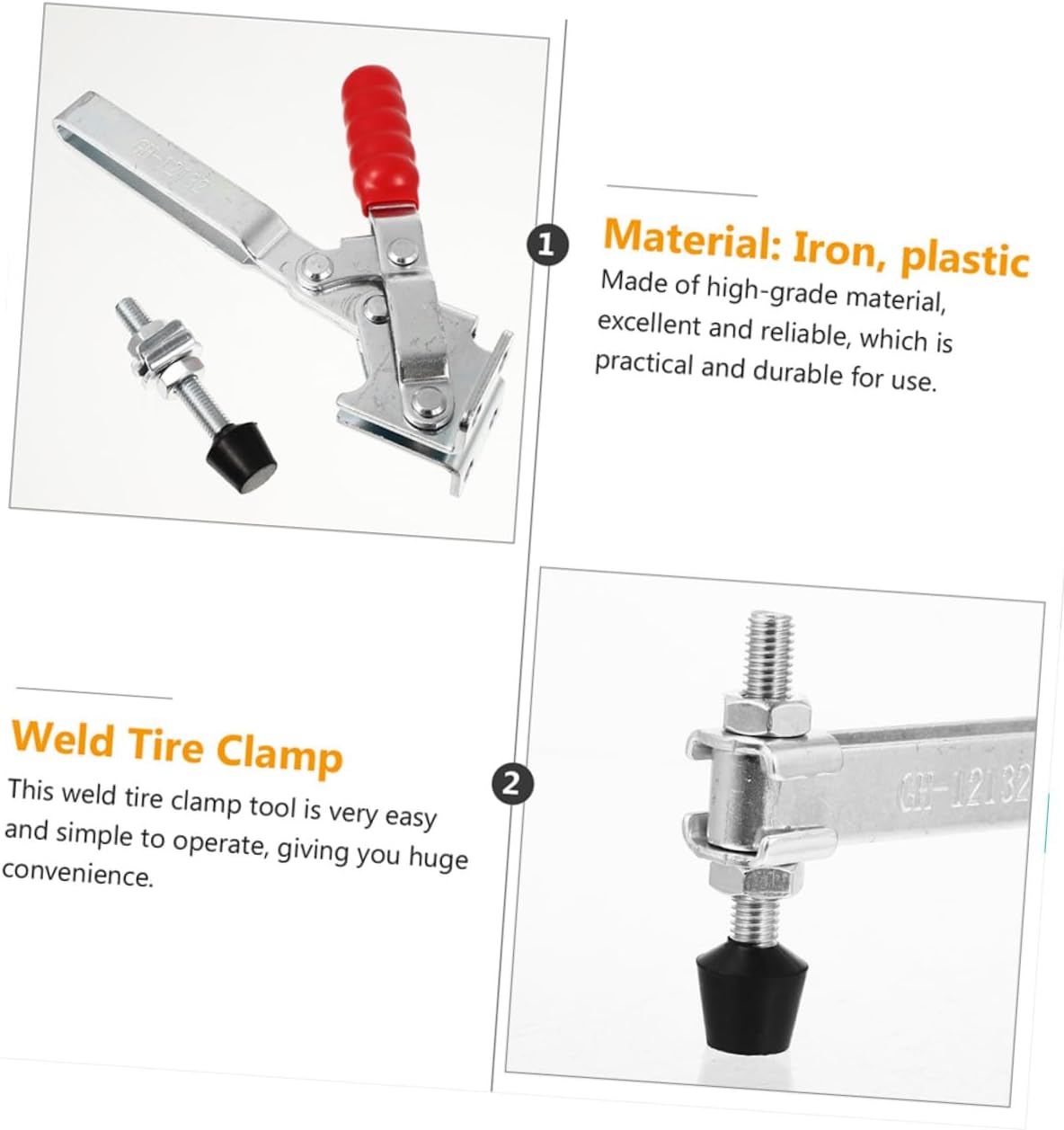 Artibetter 2pcs Welding Toggle Clamps with Rubber Tips Quick Release Workshop Location Clamps for Woodworking Fixed Holding Jigs and Fixtures