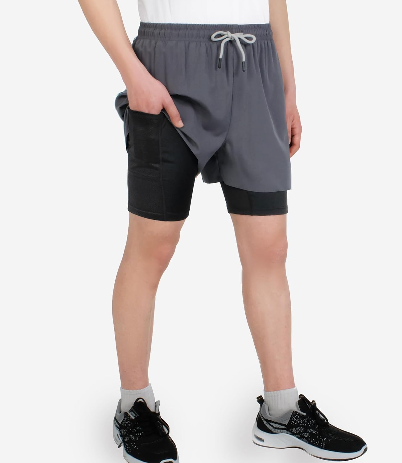 TLAENSON Boys Running Shorts with Liner Kids 2 in 1 Quick Dry Workout Athletic Shorts with Pockets - Image 2