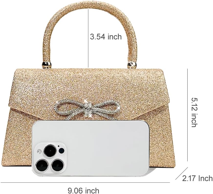 Trisapu Womens Evening Bag Sparkly Bow Clutch Purse Wedding Party Purses Glitter Rhinestone Cocktail Prom Handbags