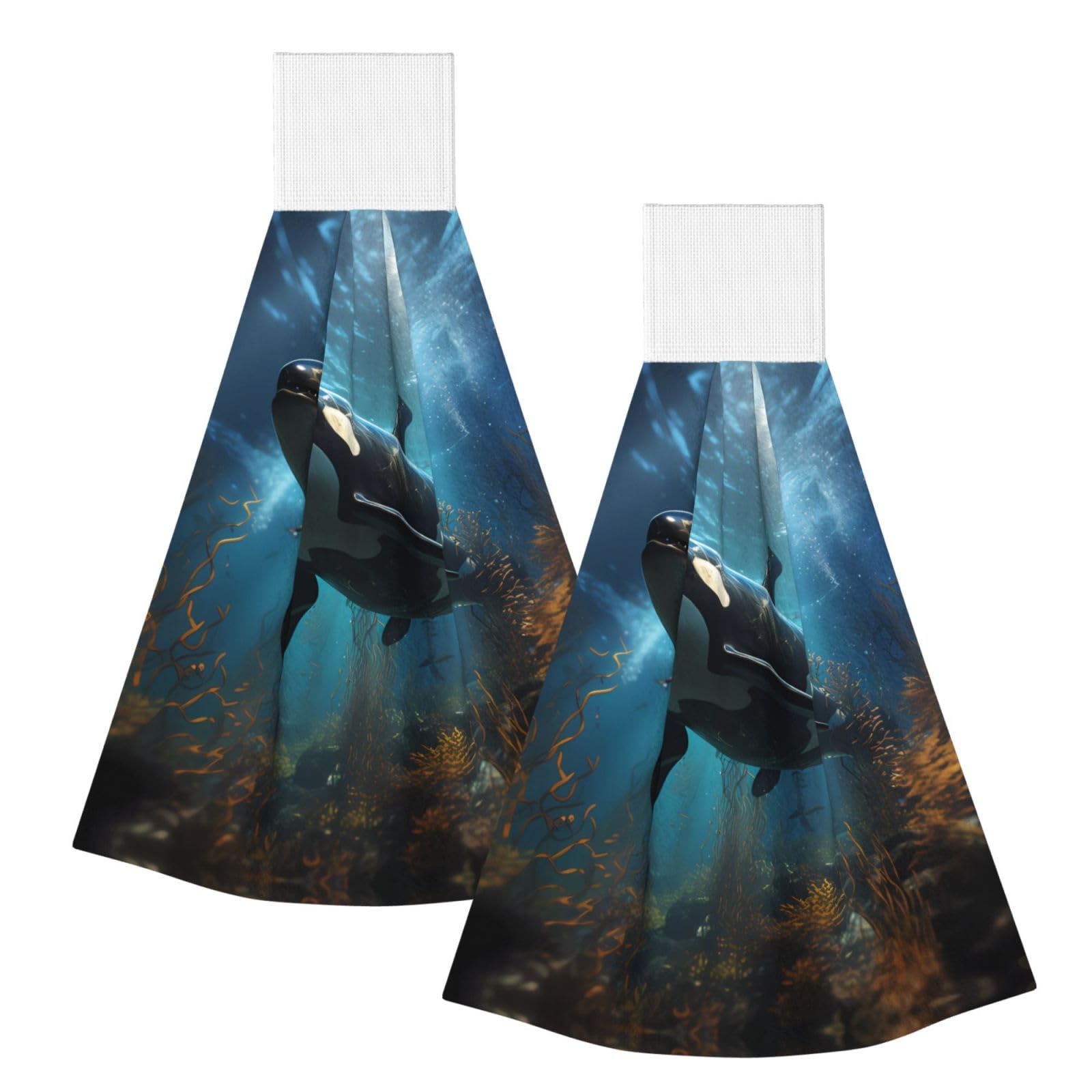 Huge killer whales Highly Absorbent Dish Towels Soft Coral Fleece Wipe