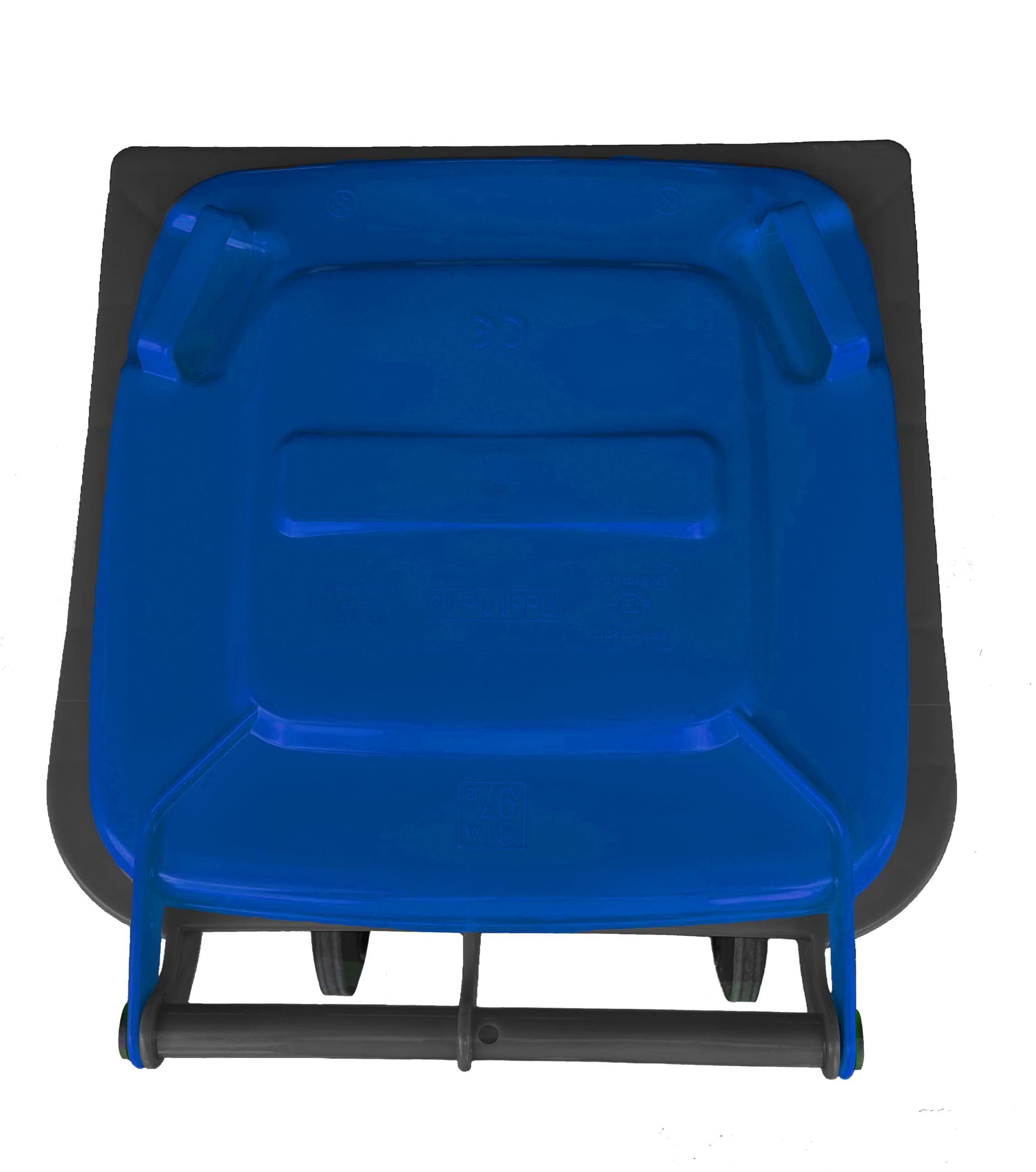Mobil Plastic - Bidone Raccolta Differenziata 120 Litri con Coperchio e Ruote per Esterni | Fondo Grigio e Coperchio Blu | Plastica Resistente | Certificato UNI EN 840