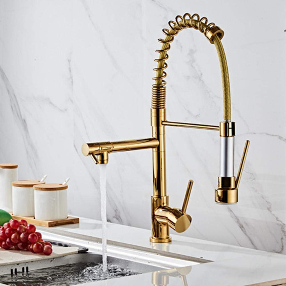 Robinet de cuisine en laiton doré mitigeur pivo au design moderne