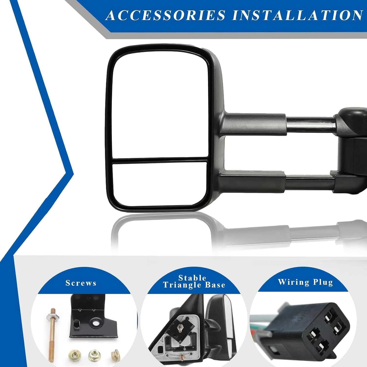 PZ Towing Mirrors compatible with 1988-1998 Chevy/GMC C1500 K1500,1988-2000 Chevy/GMC C2500 C3500 K2500 K3500, Black Power Convex Lens Manual Folding Pair Set Driver Passenger