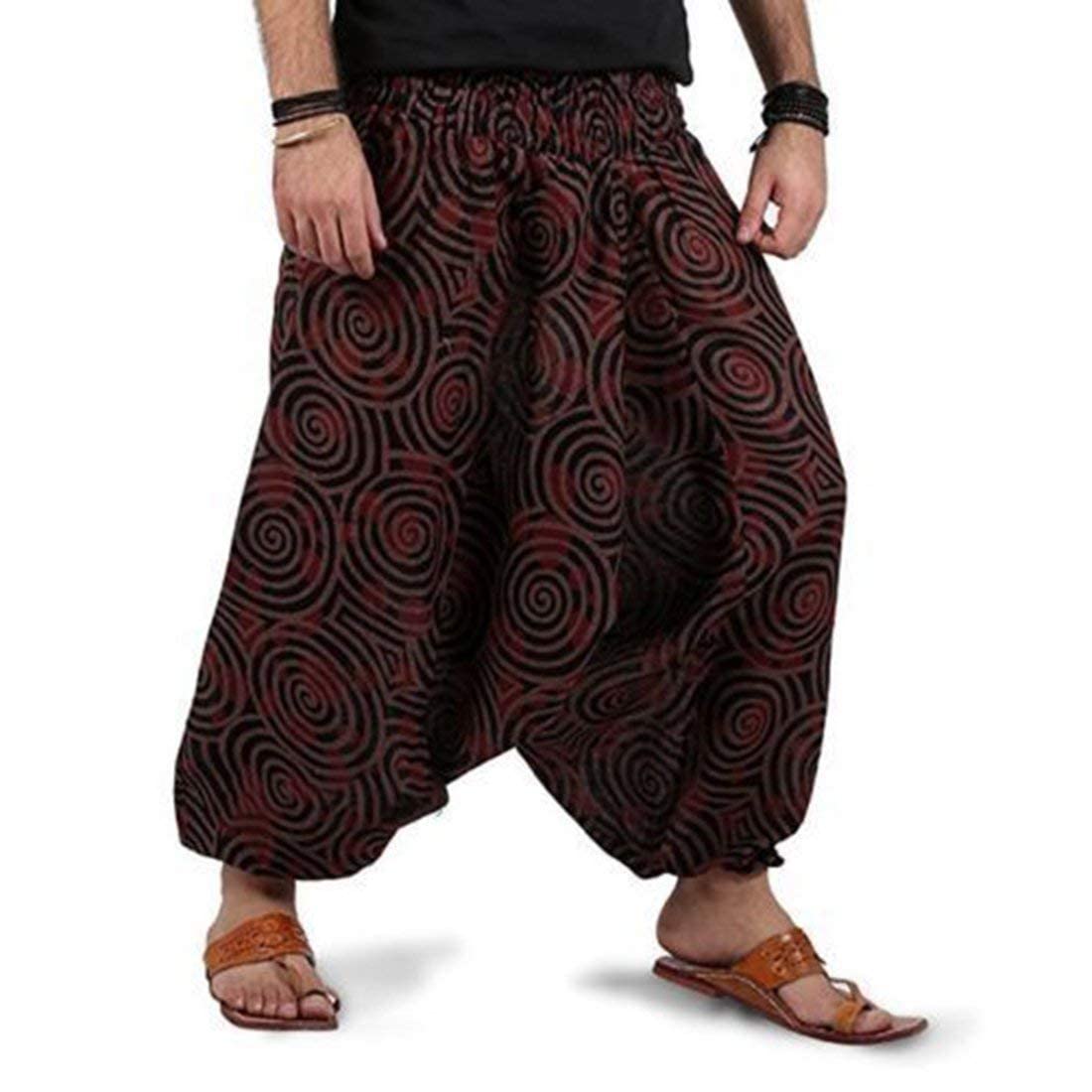 Men Women Summer Loose Baggy Hippie Boho Pure Cotton Aladdin Harem Pants High Waist Sport Pants-picture-37