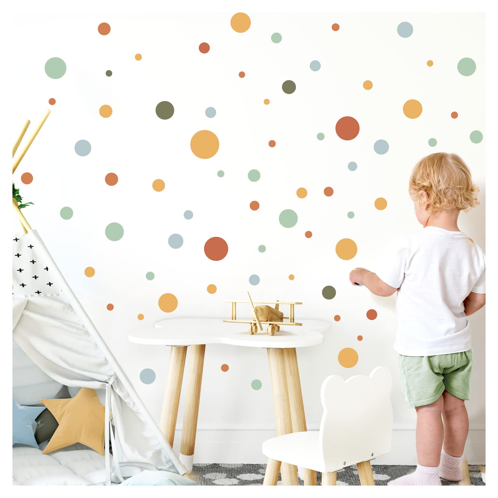 Little Deco Wandtattoo 120 Stück Kreise Set Wandsticker Punkte Mint gelb rot Kinderzimmer Babyzimmer Wandaufkleber Dots DL899-2