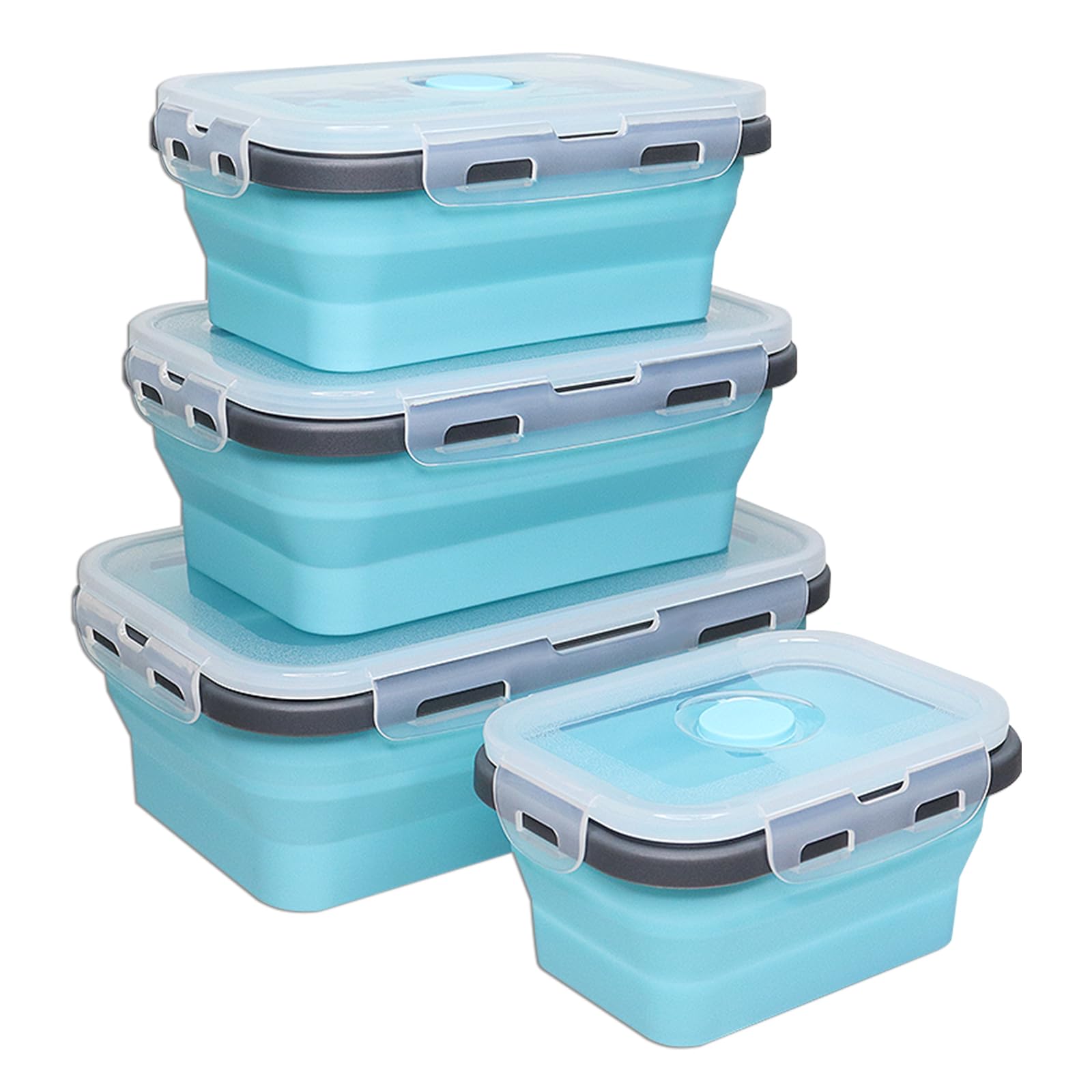 Alimat PluS 4 Assorted Size Set Collapsible Food Containers with Lids, Silicone Food Containers Including 350ml, 500ml, 800ml and 1200ml, Collapsible Food Storage for Main Meal, Salad, Fruit, Snack