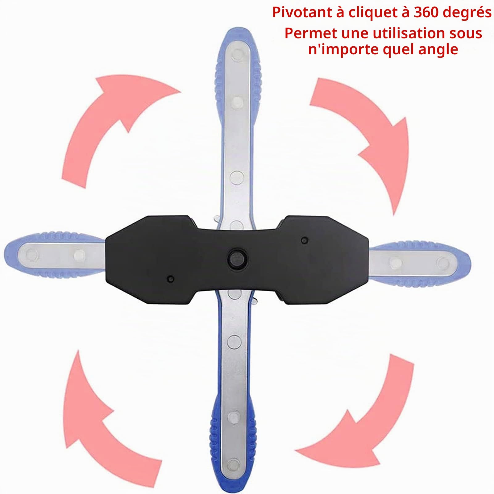Outil Portatif 4 en 1 pour la Réparation des Freins de Voiture - Presse d'Étrier, Étendeur de Piston 360°, Clé à Cliquet - Idéal pour le Remplacement de Freins (Bleu)