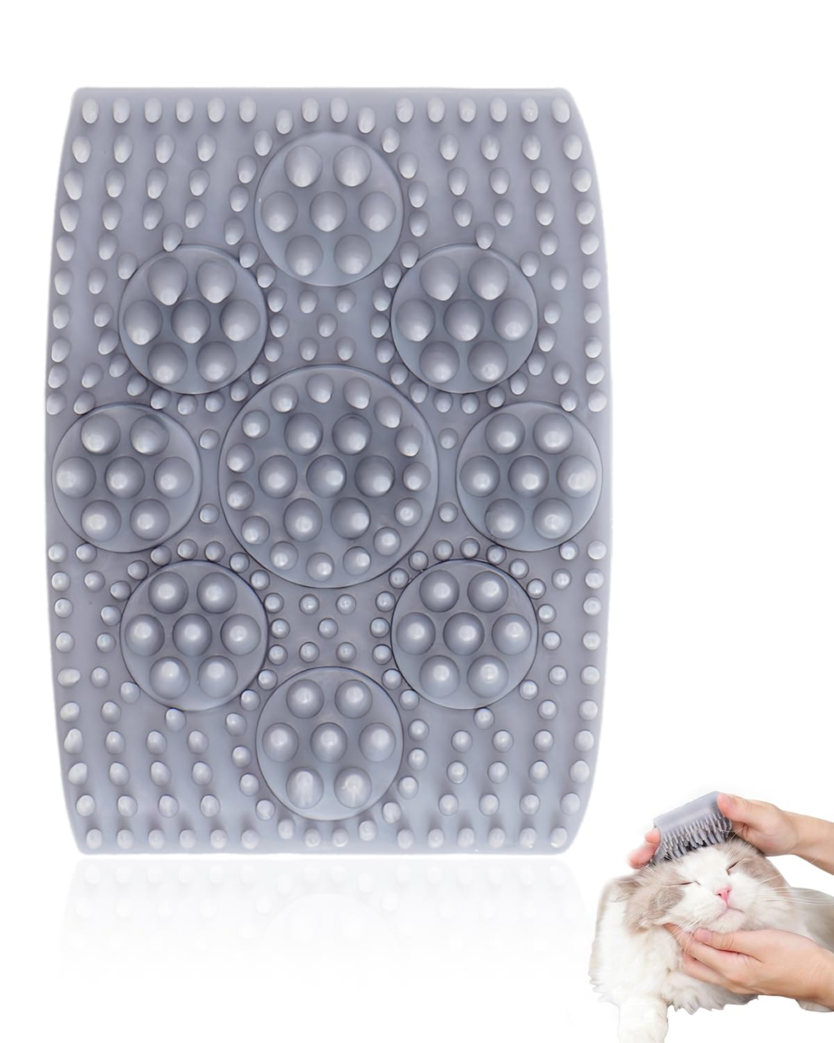Cepillo Deslanador para Mascotas de Silicona, 1 Unidad Gris, Mango Antideslizante y Puntas Suaves para Retirar Pelo Suelto sin Irritar la Piel de Perros y Gatos