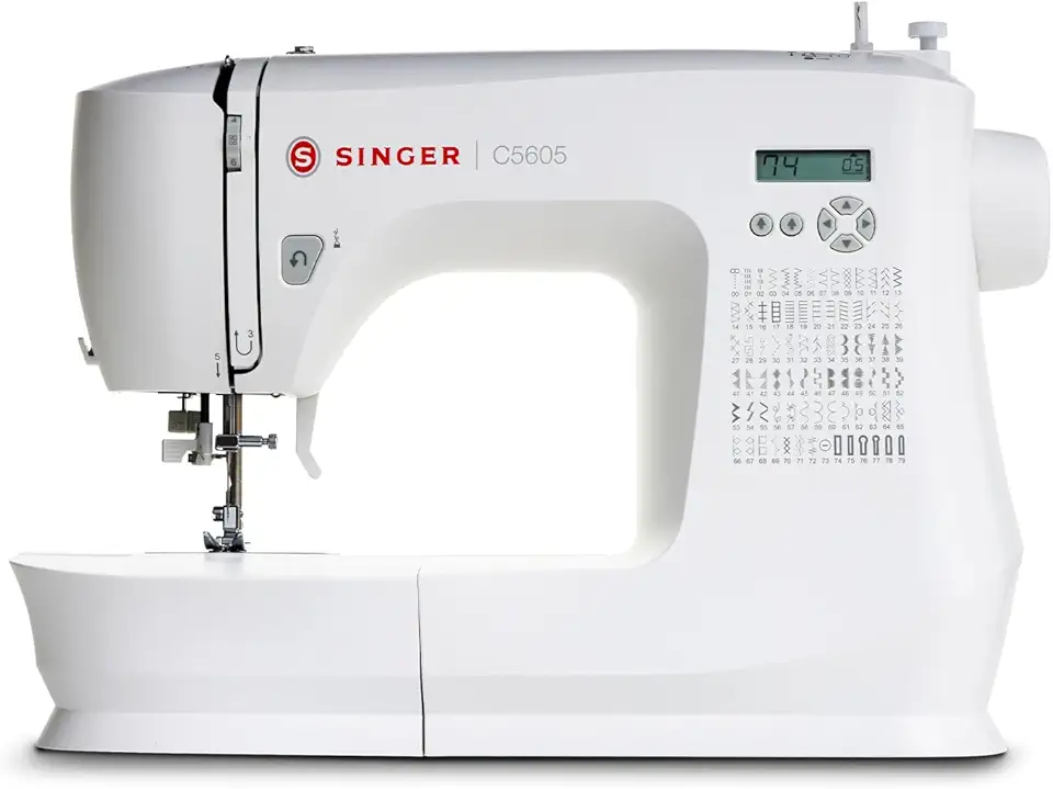 Máquina de Costura Eletrônica SINGER C5605 127V | 80 Pontos com 180 Aplicações | LCD, Passador de Linha, Caseado Automático, Braço Livre | Portátil | Ideal para Uso Doméstico